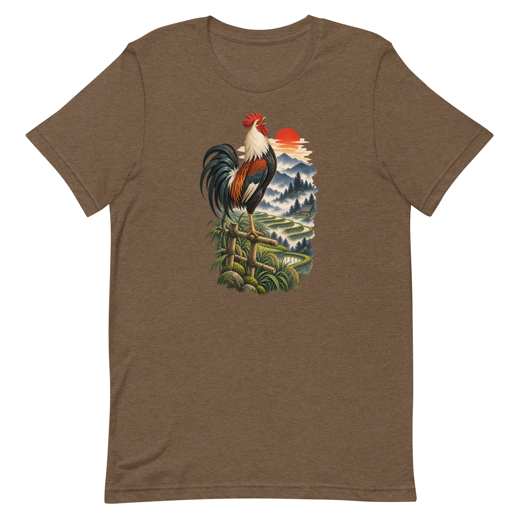 Japanese Rooster Rice Terrace Sunrise Art, Japanese Art Tee, Mythology Gift - Image 88