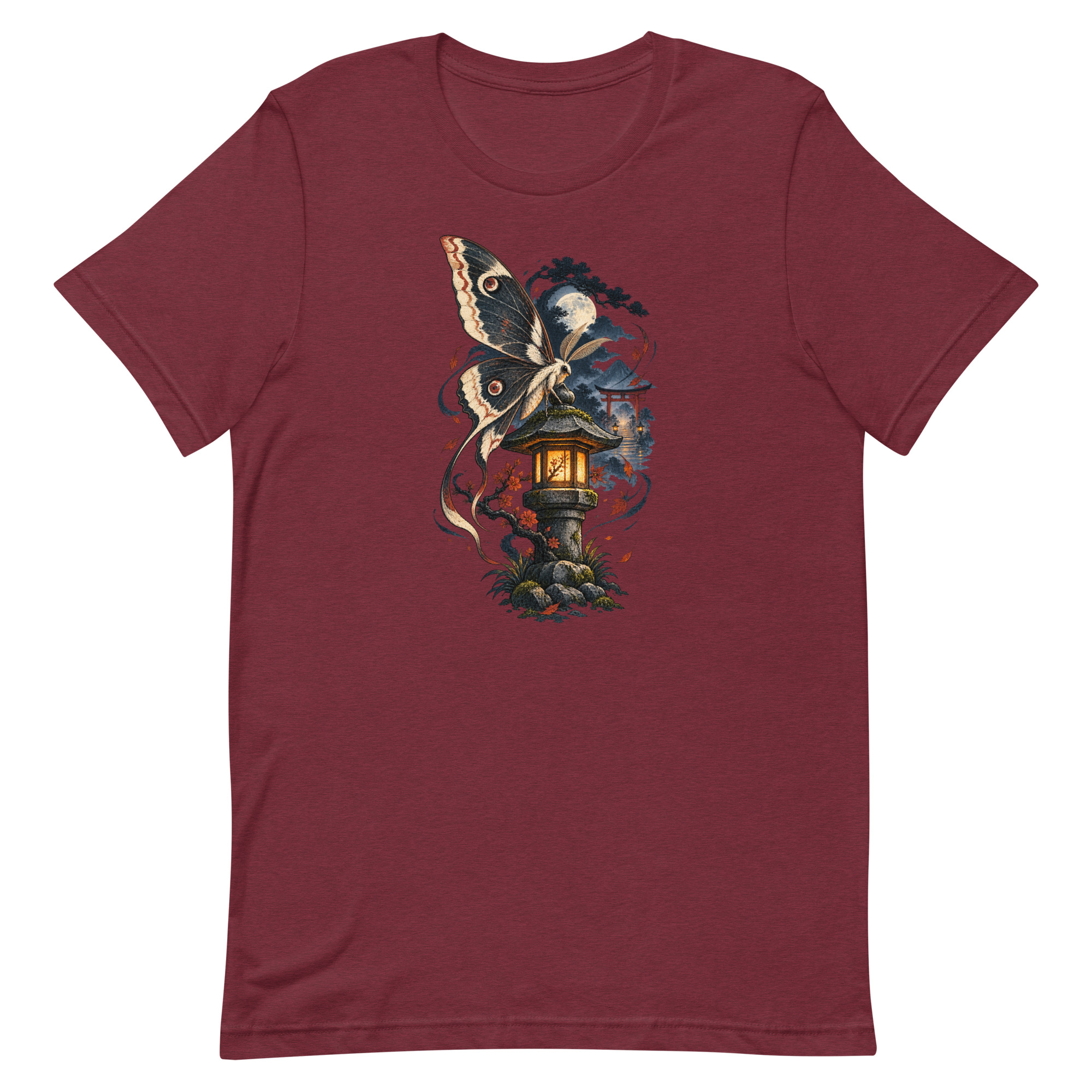 Japanese Moth Lantern Shrine Night Yokai Art T-Shirt - Image 16