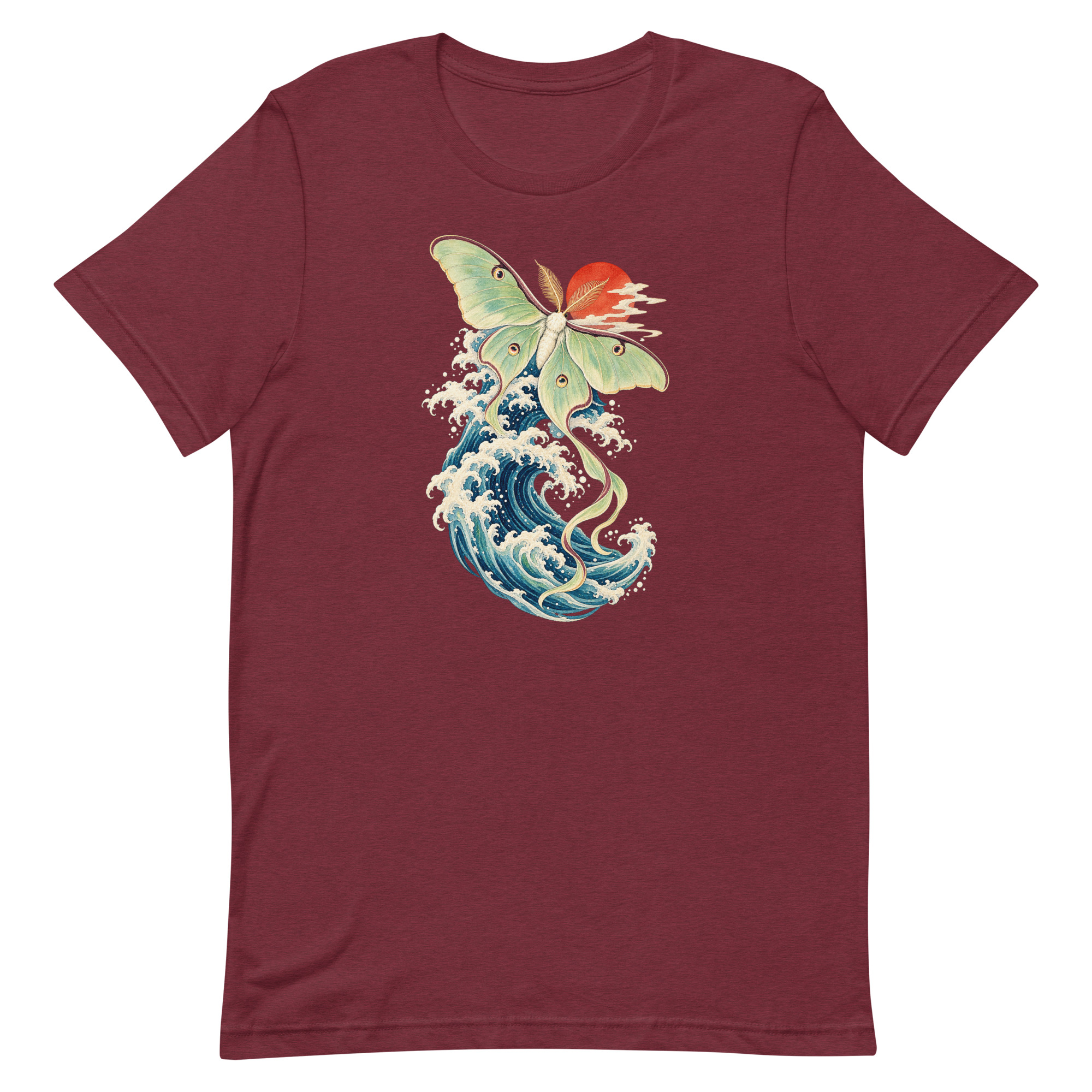 Luna Moth Great Wave Japanese Ukiyo-e Art T-Shirt - Image 16