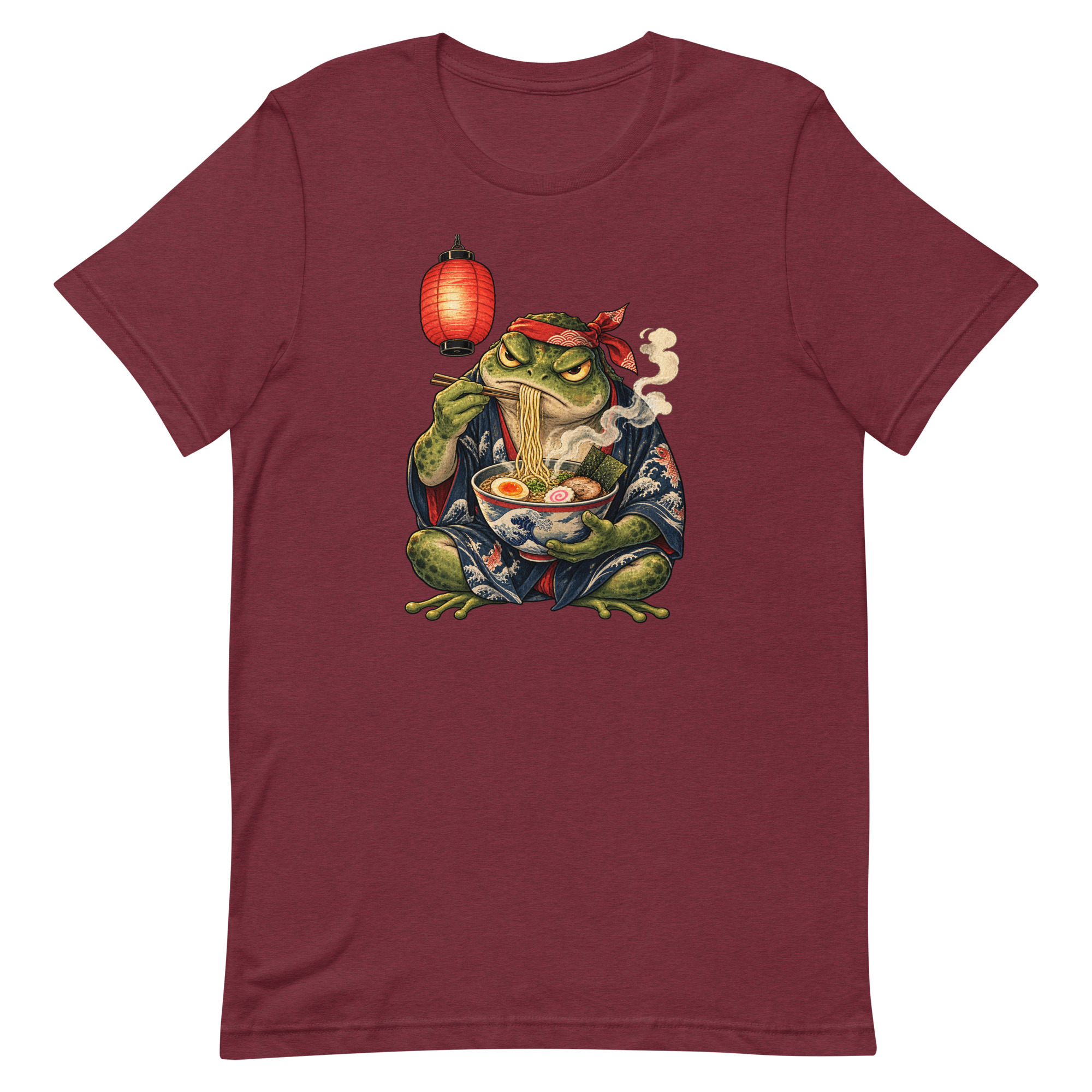 Grumpy Frog Ramen Lantern Japanese Ink Art T-Shirt - Image 18