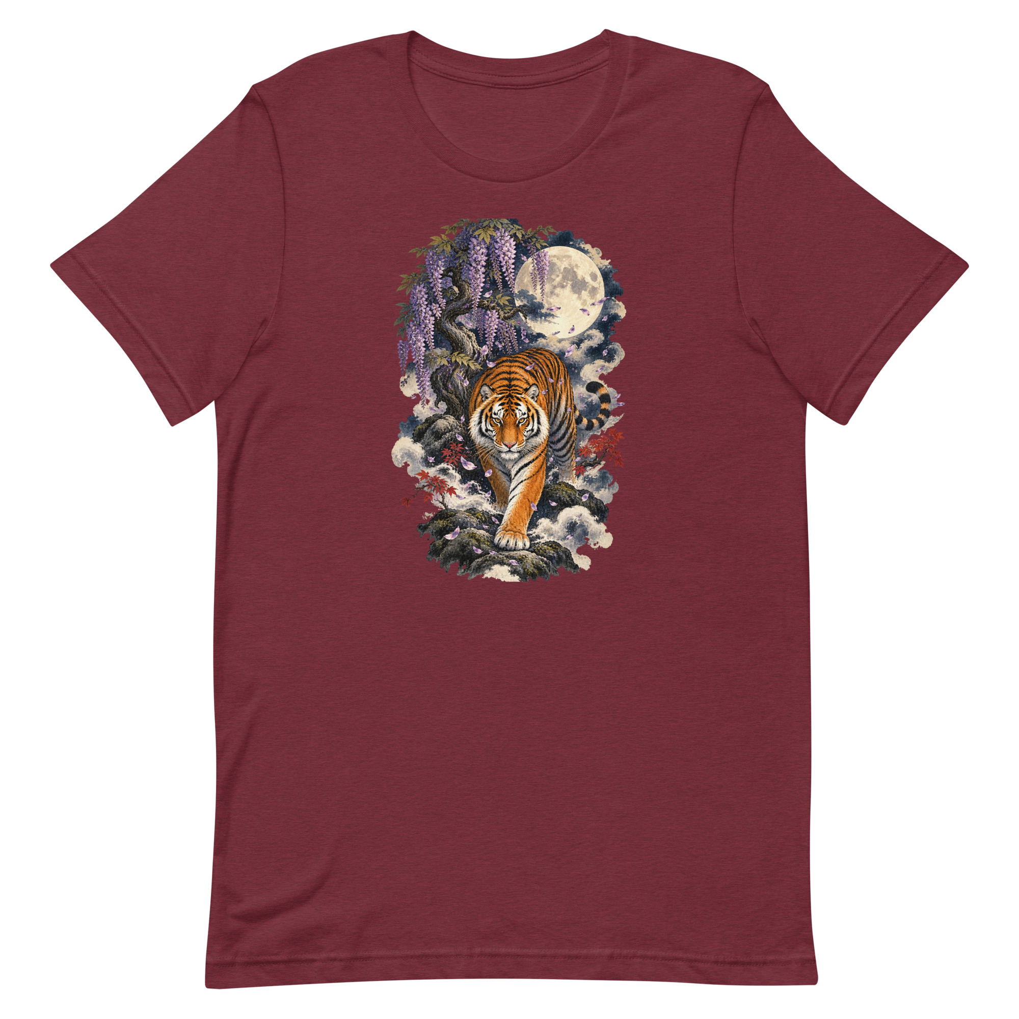 Japanese Tiger Wisteria Full Moon Art, Japanese Art Tee, Mythology Gift - Image 16