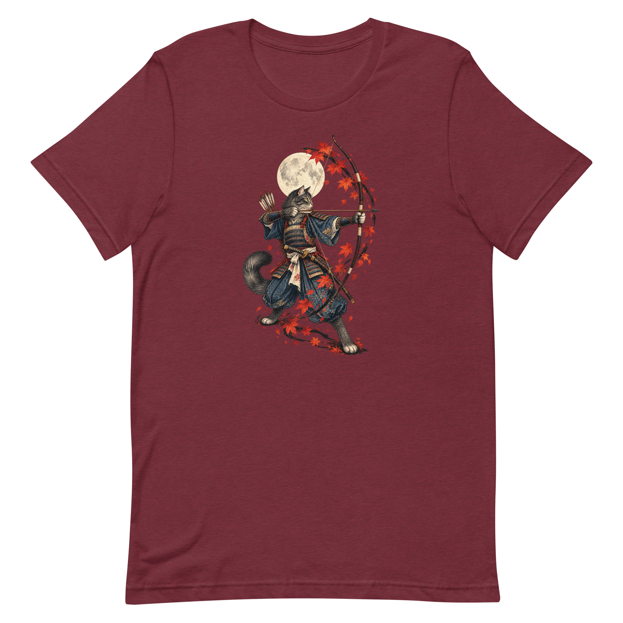 Samurai Cat Archer Maple Moon Japanese Art, Japanese Art Tee, Mythology Gift - Image 18