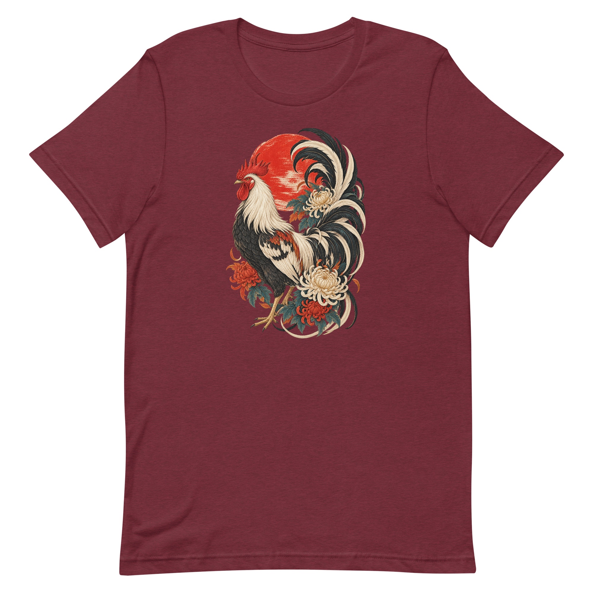 Japanese Rooster Red Sun Chrysanthemum Art, Japanese Art Tee, Mythology Gift - Image 16