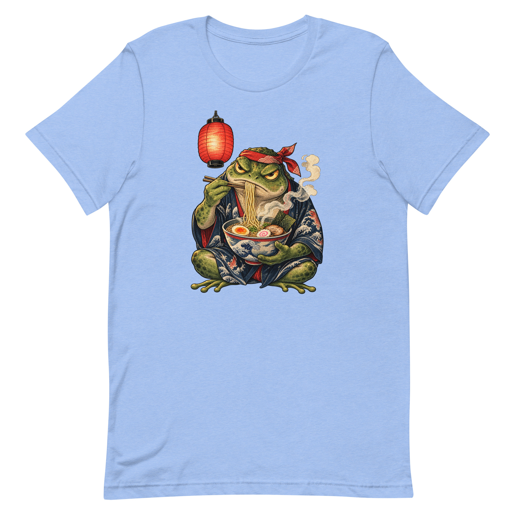 Grumpy Frog Ramen Lantern Japanese Ink Art T-Shirt - Image 93