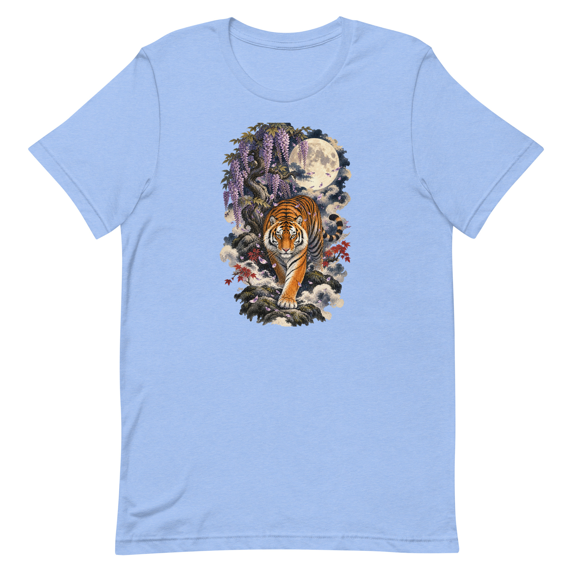 Japanese Tiger Wisteria Full Moon Art, Japanese Art Tee, Mythology Gift - Image 91