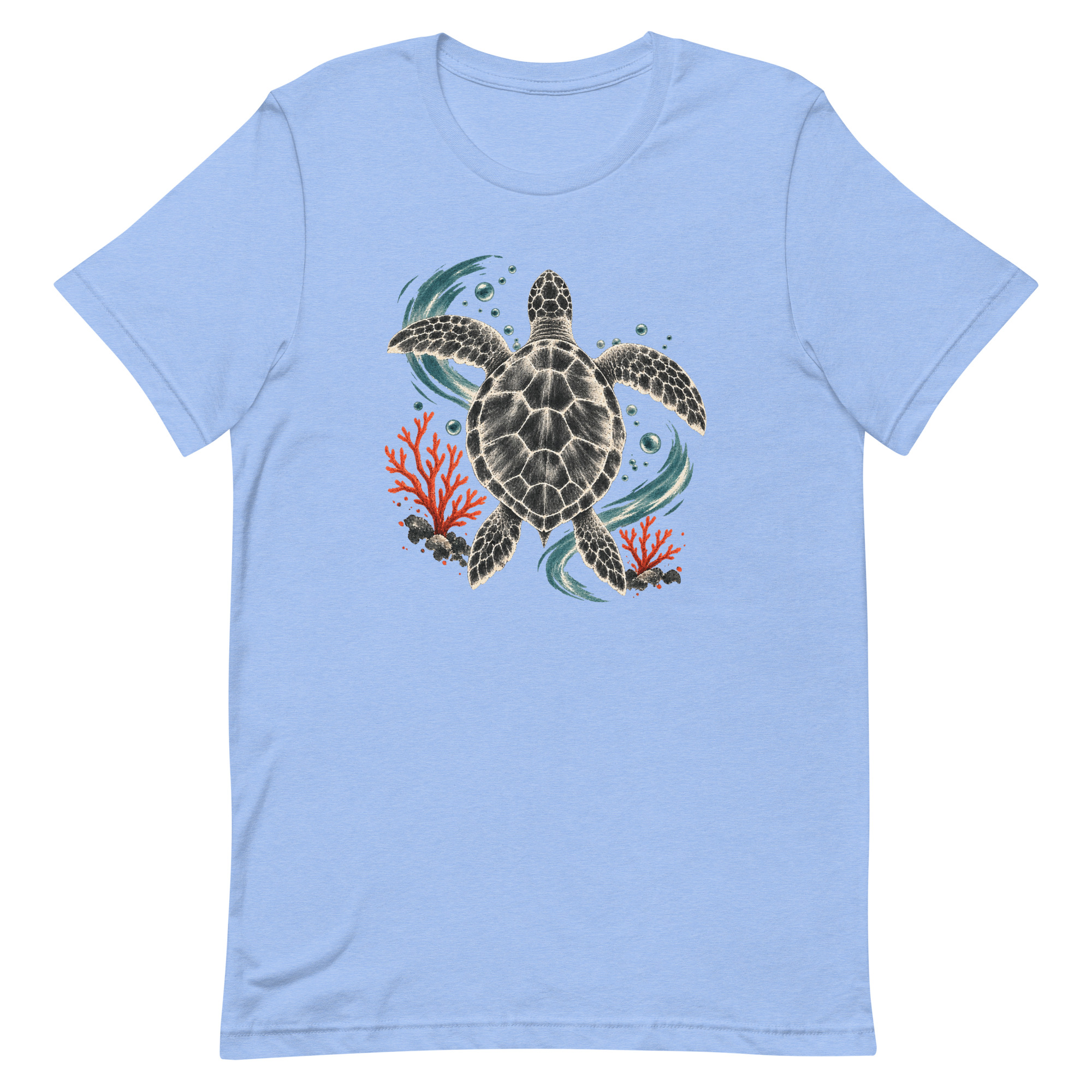 Gyotaku Sea Turtle Coral Japanese Print Art, Japanese Art Tee, Mythology Gift - Image 93