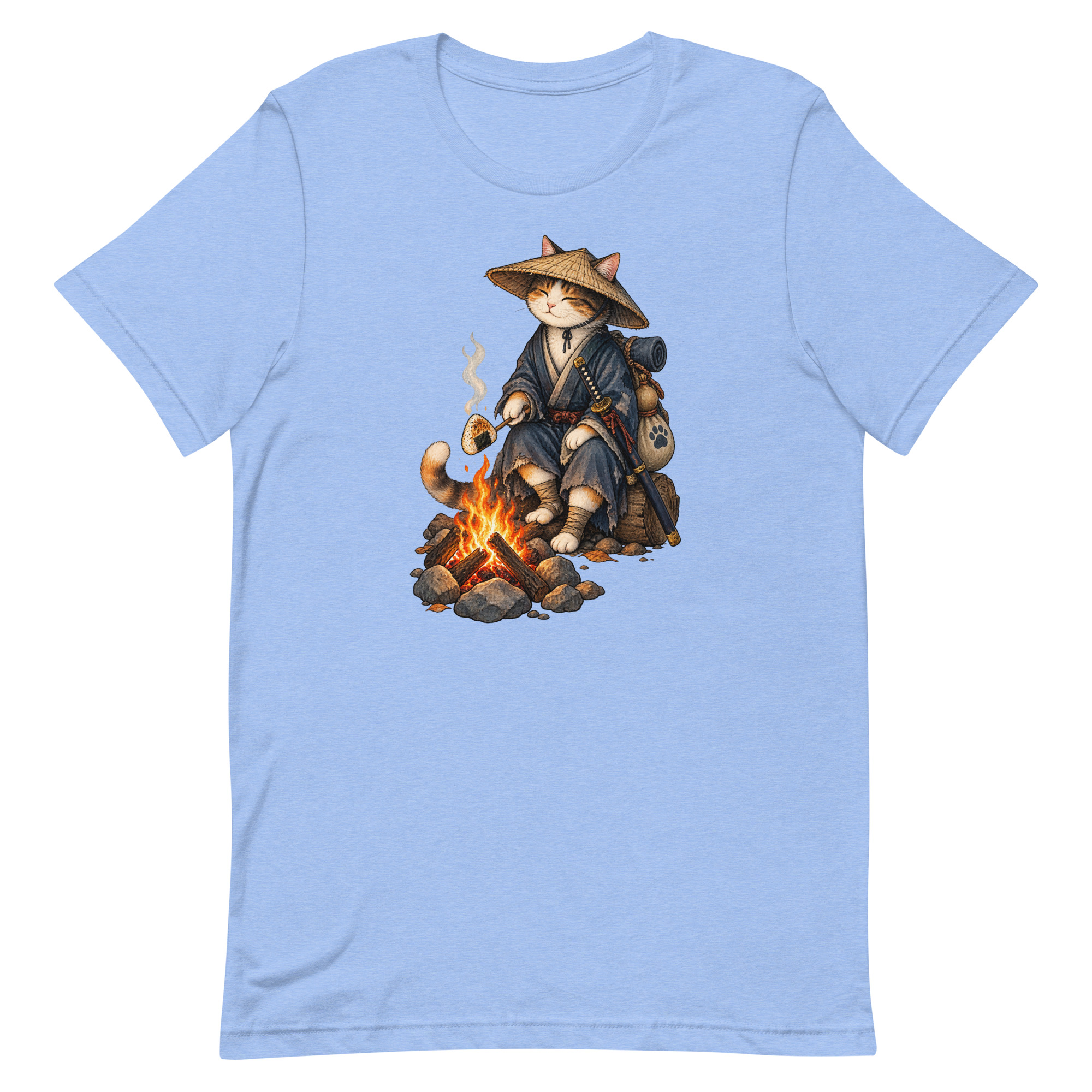Samurai Cat Onigiri Campfire Japanese Art, Japanese Art Tee, Mythology Gift - Image 93