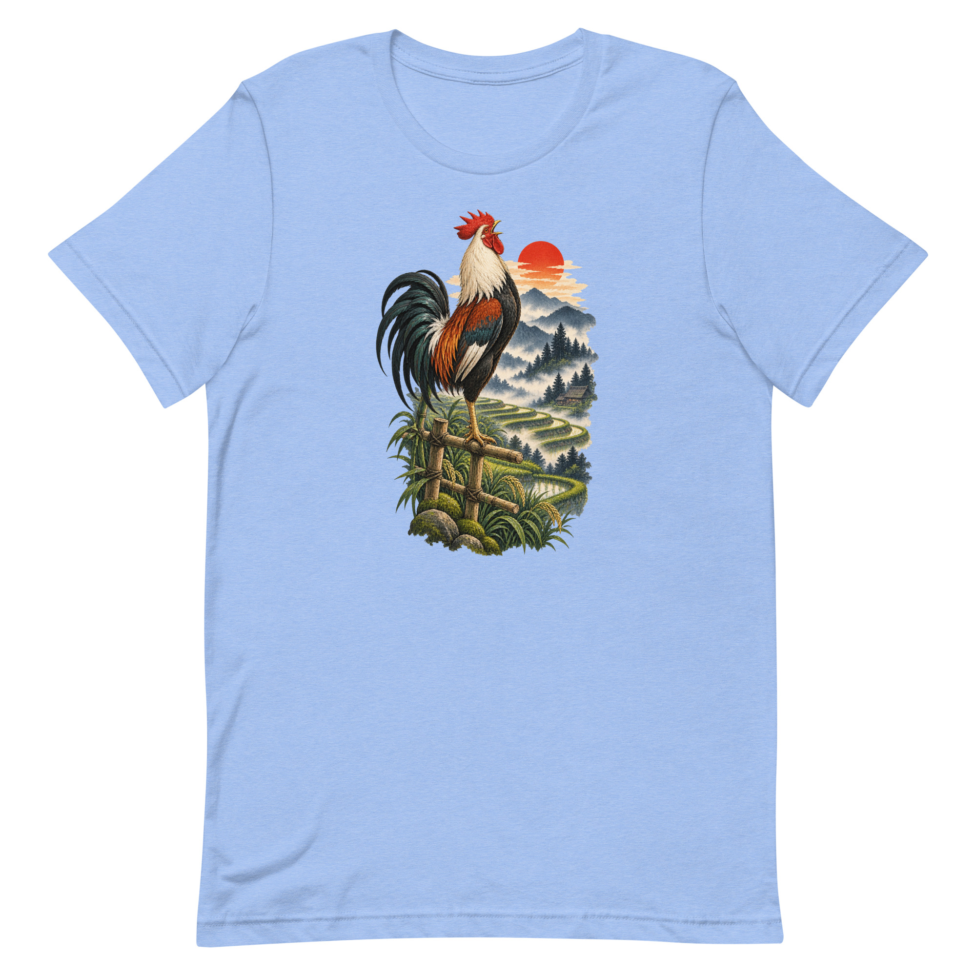 Japanese Rooster Rice Terrace Sunrise Art, Japanese Art Tee, Mythology Gift - Image 91