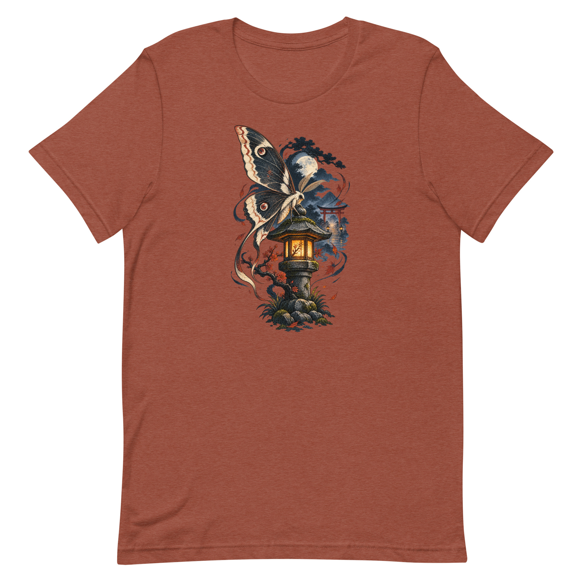 Japanese Moth Lantern Shrine Night Yokai Art T-Shirt - Image 80