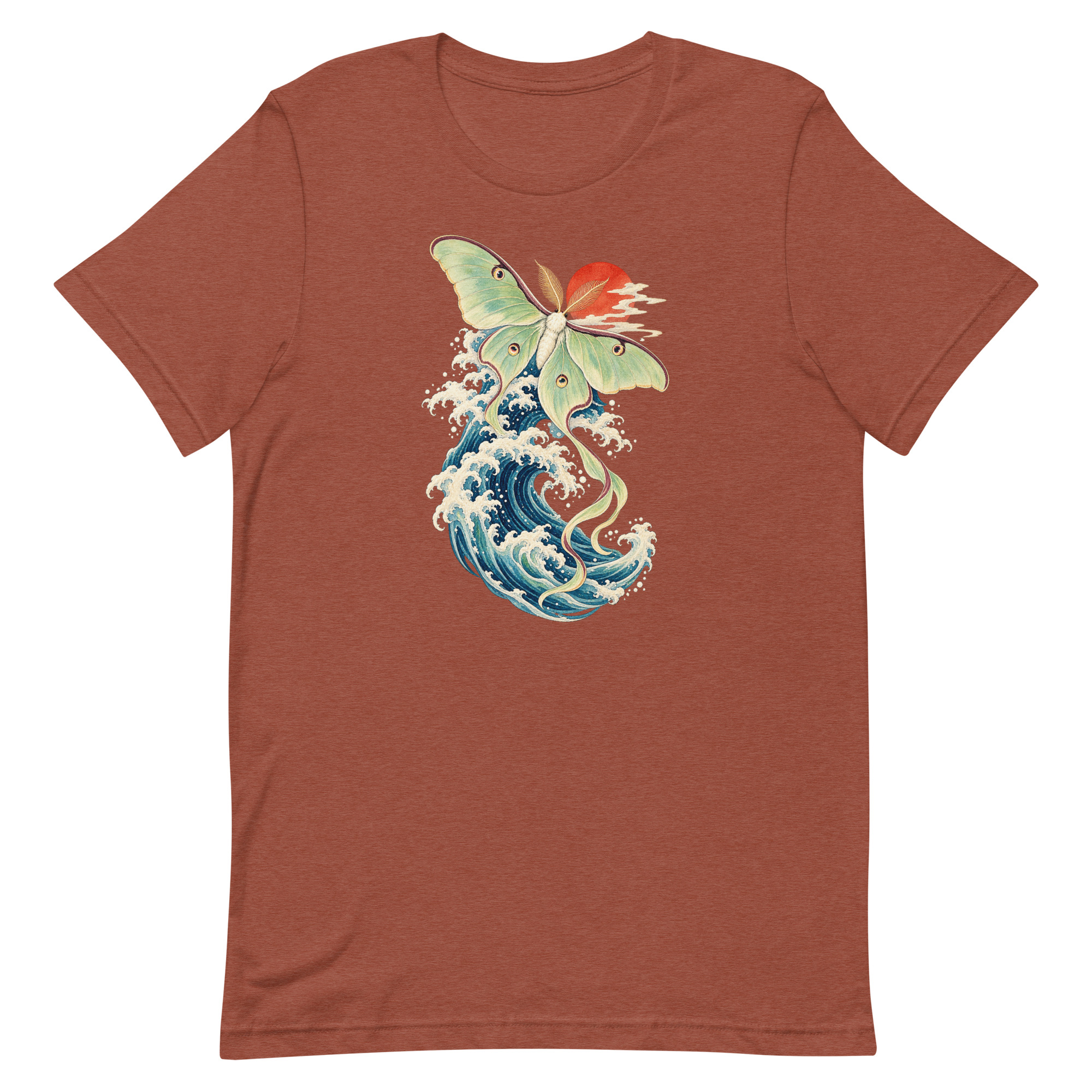 Luna Moth Great Wave Japanese Ukiyo-e Art T-Shirt - Image 80