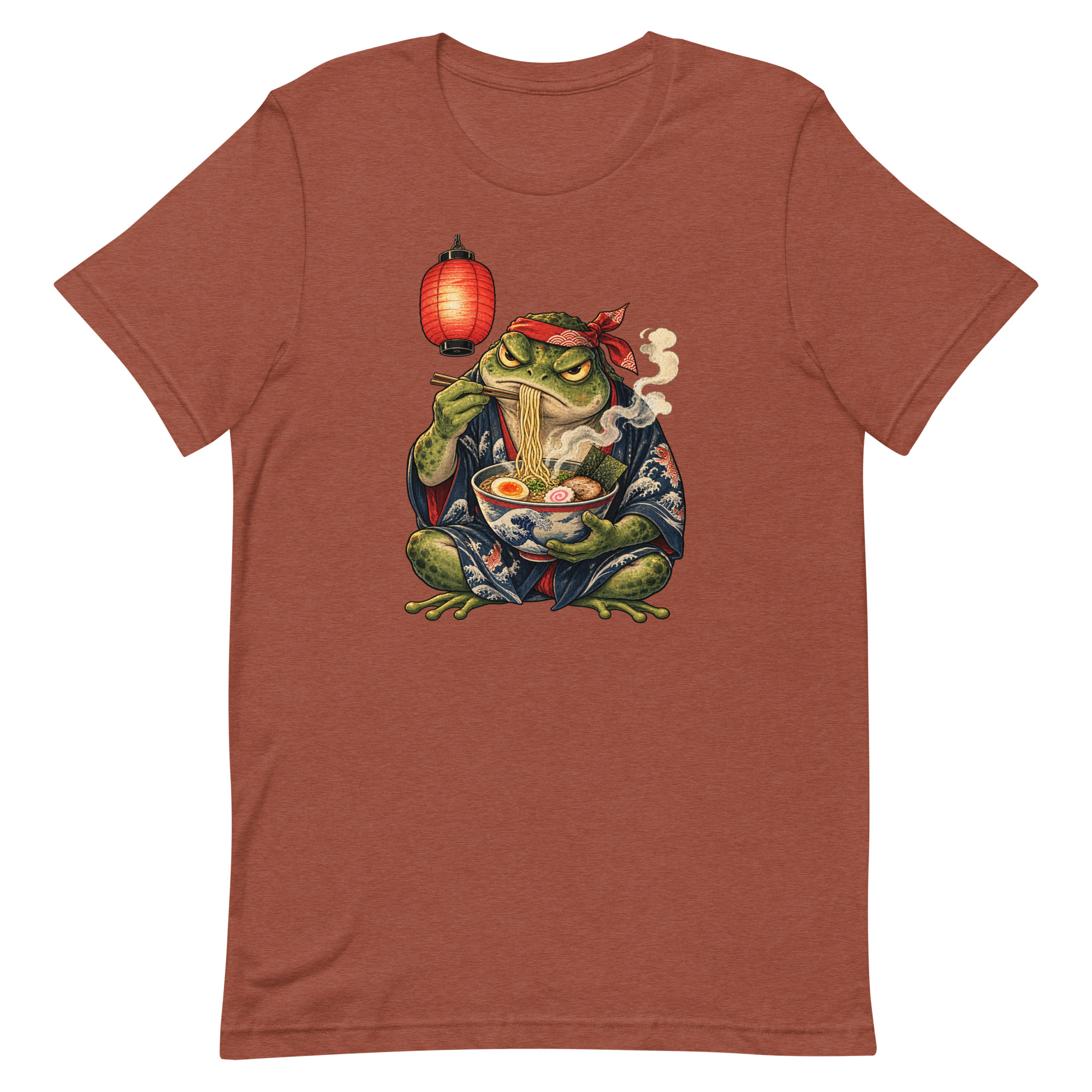 Grumpy Frog Ramen Lantern Japanese Ink Art T-Shirt - Image 82