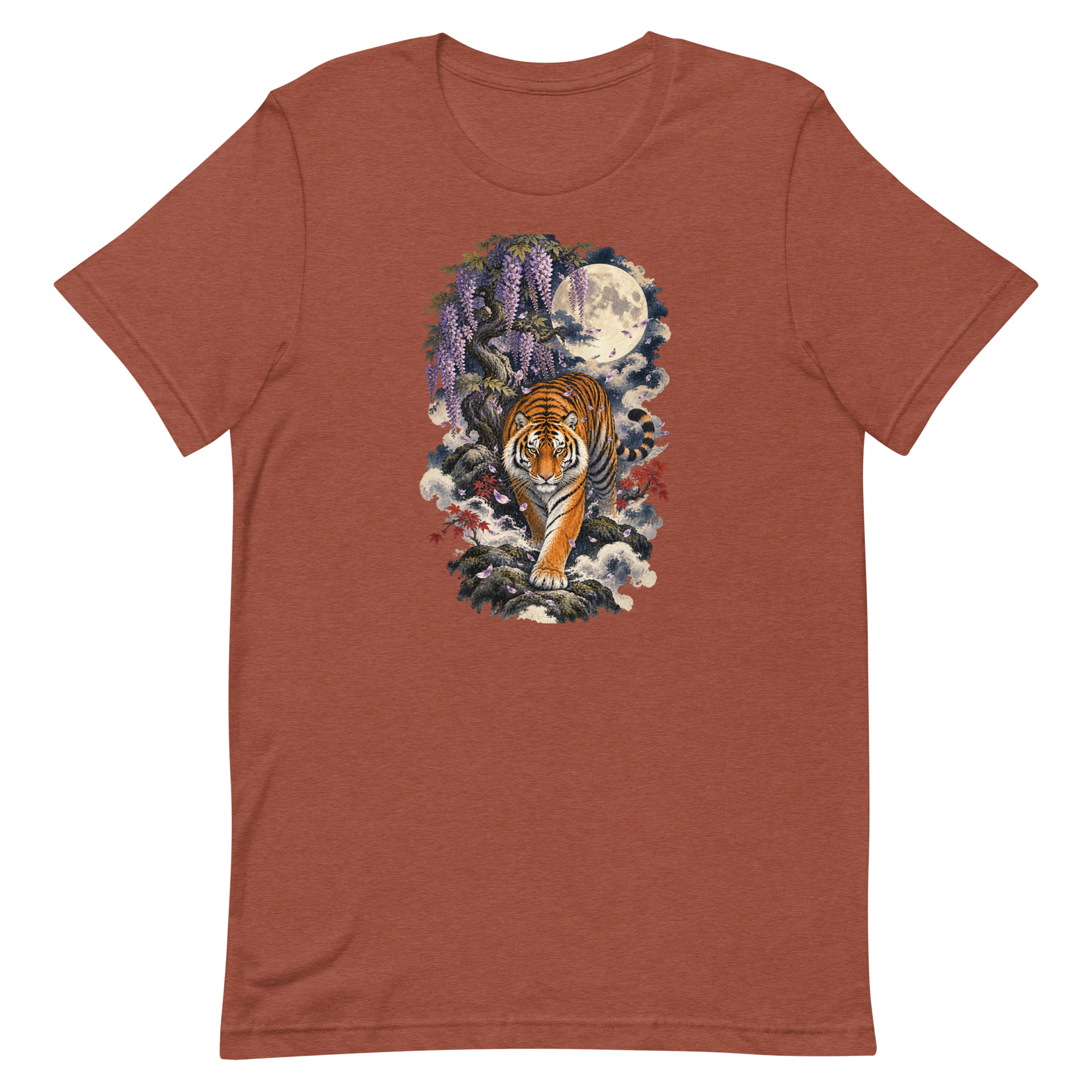 Japanese Tiger Wisteria Full Moon Art, Japanese Art Tee, Mythology Gift - Image 80