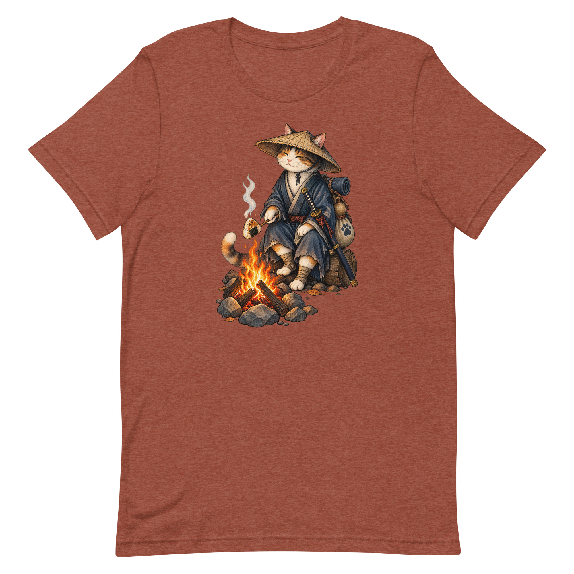 Samurai Cat Onigiri Campfire Japanese Art, Japanese Art Tee, Mythology Gift - Image 82