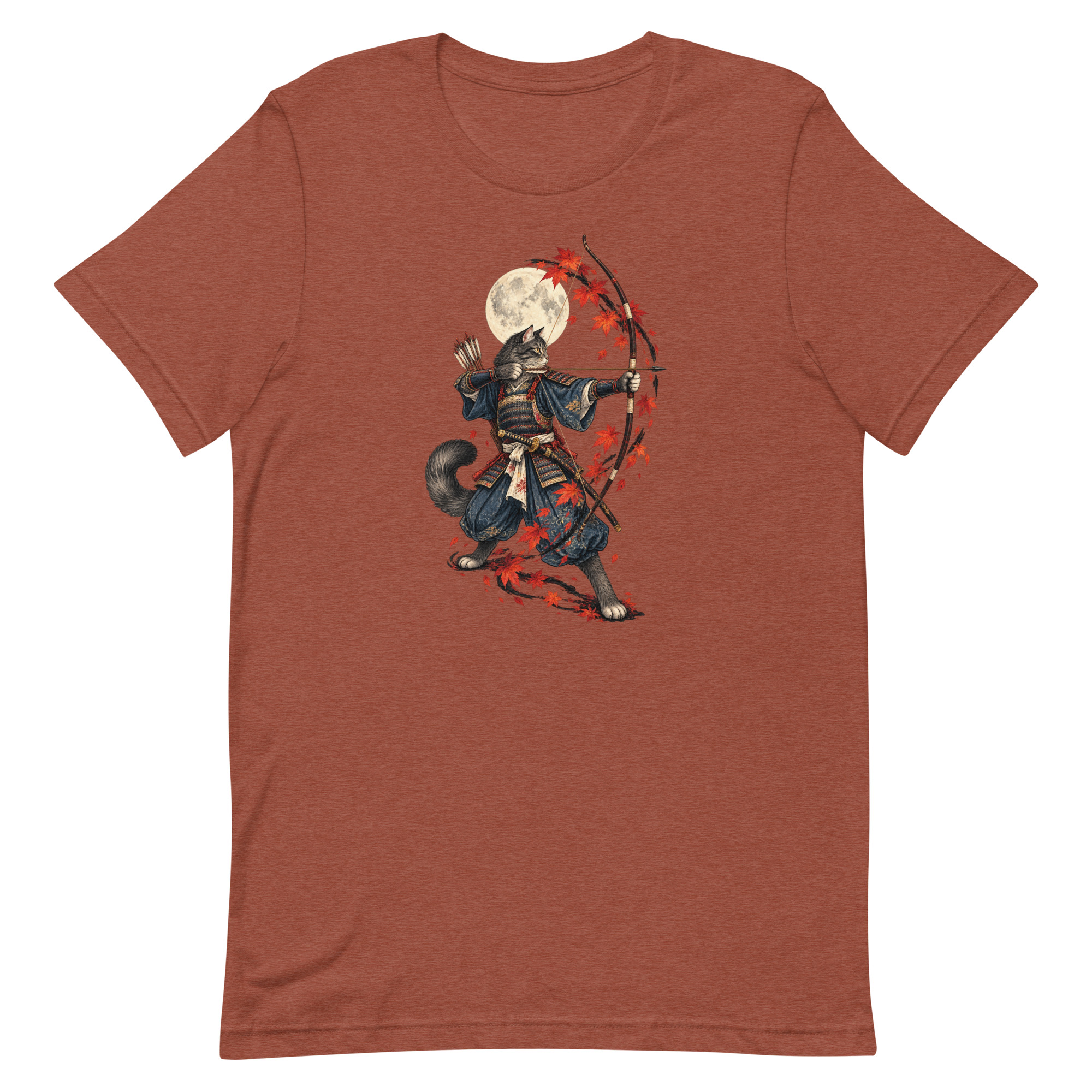 Samurai Cat Archer Maple Moon Japanese Art, Japanese Art Tee, Mythology Gift - Image 82