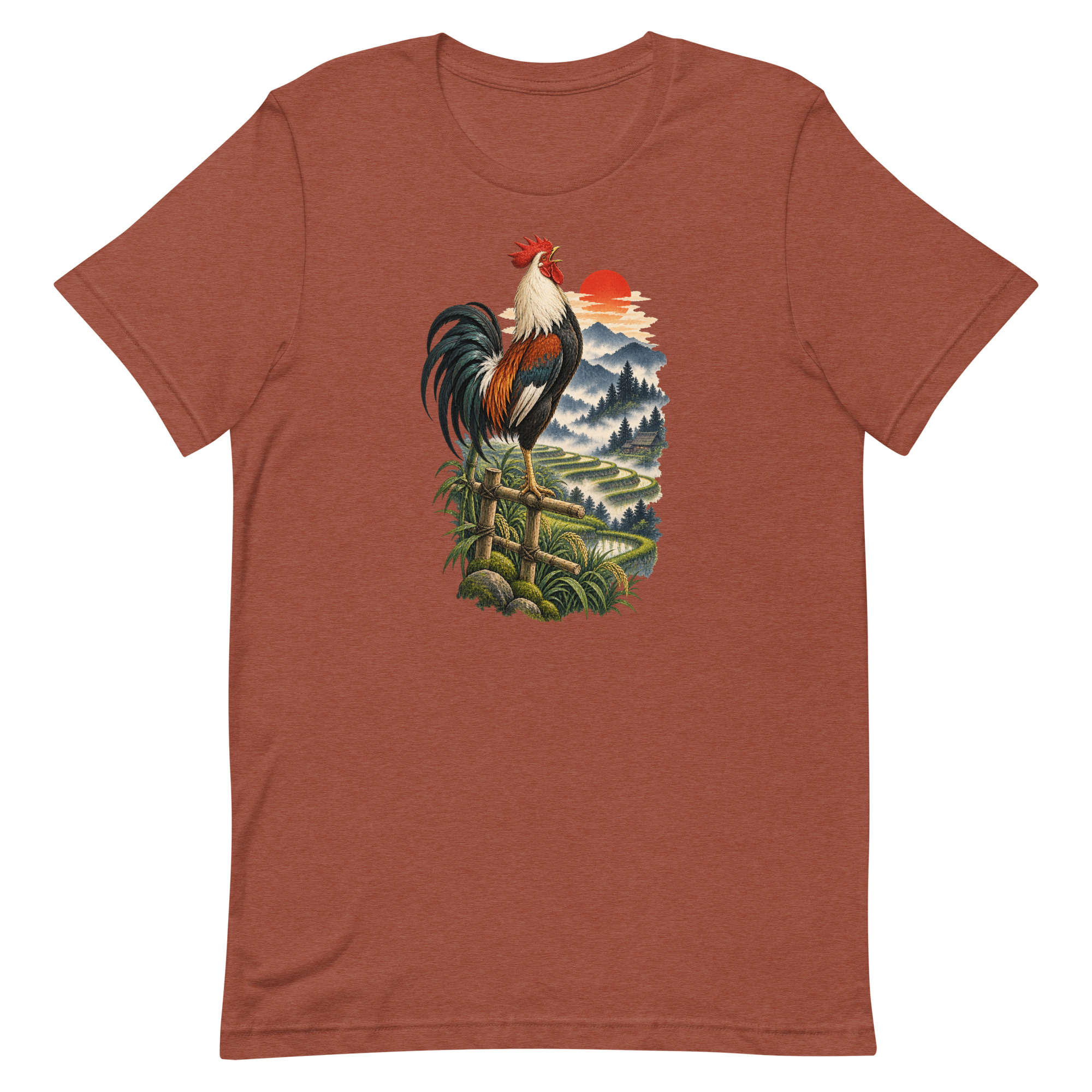 Japanese Rooster Rice Terrace Sunrise Art, Japanese Art Tee, Mythology Gift - Image 80