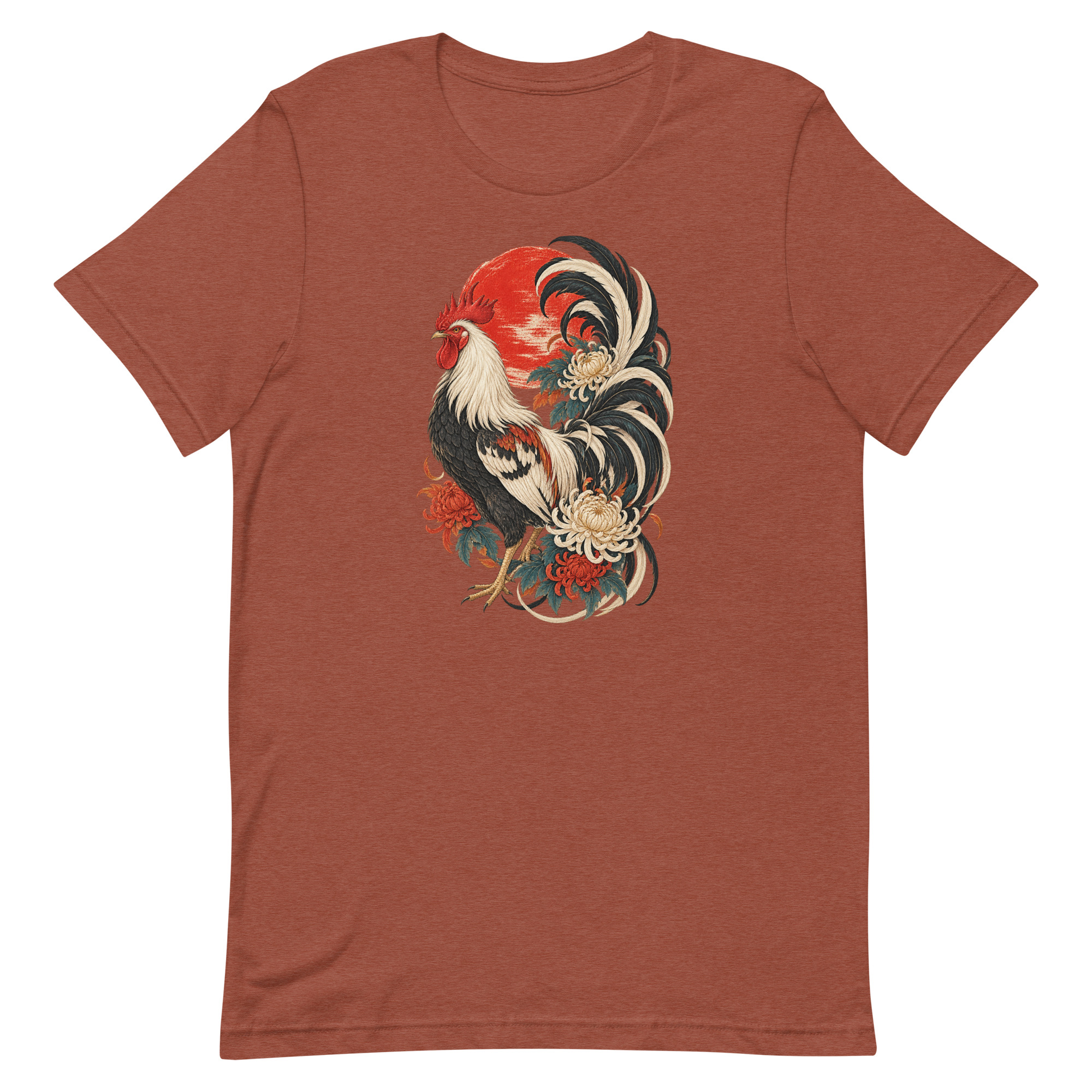 Japanese Rooster Red Sun Chrysanthemum Art, Japanese Art Tee, Mythology Gift - Image 80