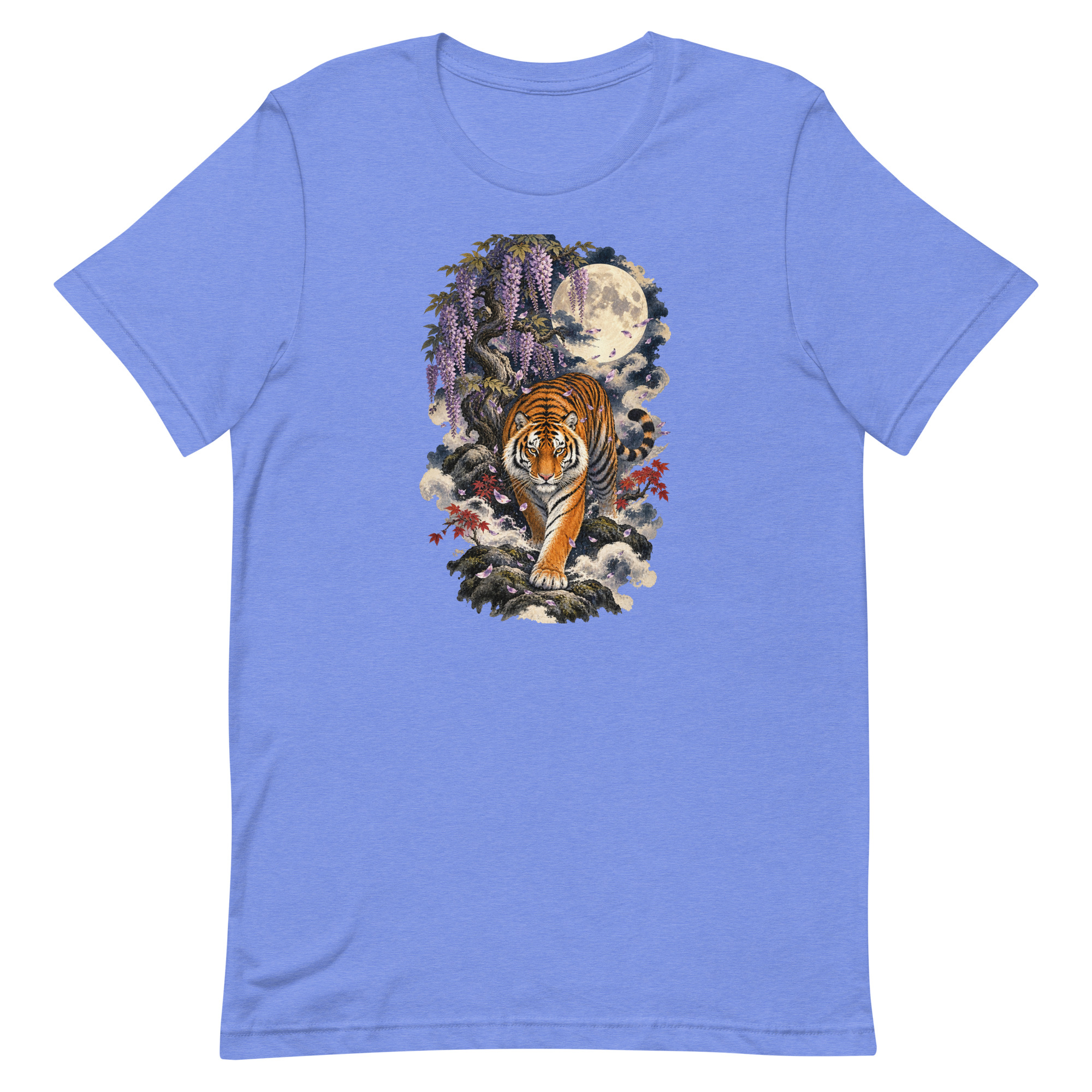Japanese Tiger Wisteria Full Moon Art, Japanese Art Tee, Mythology Gift - Image 74