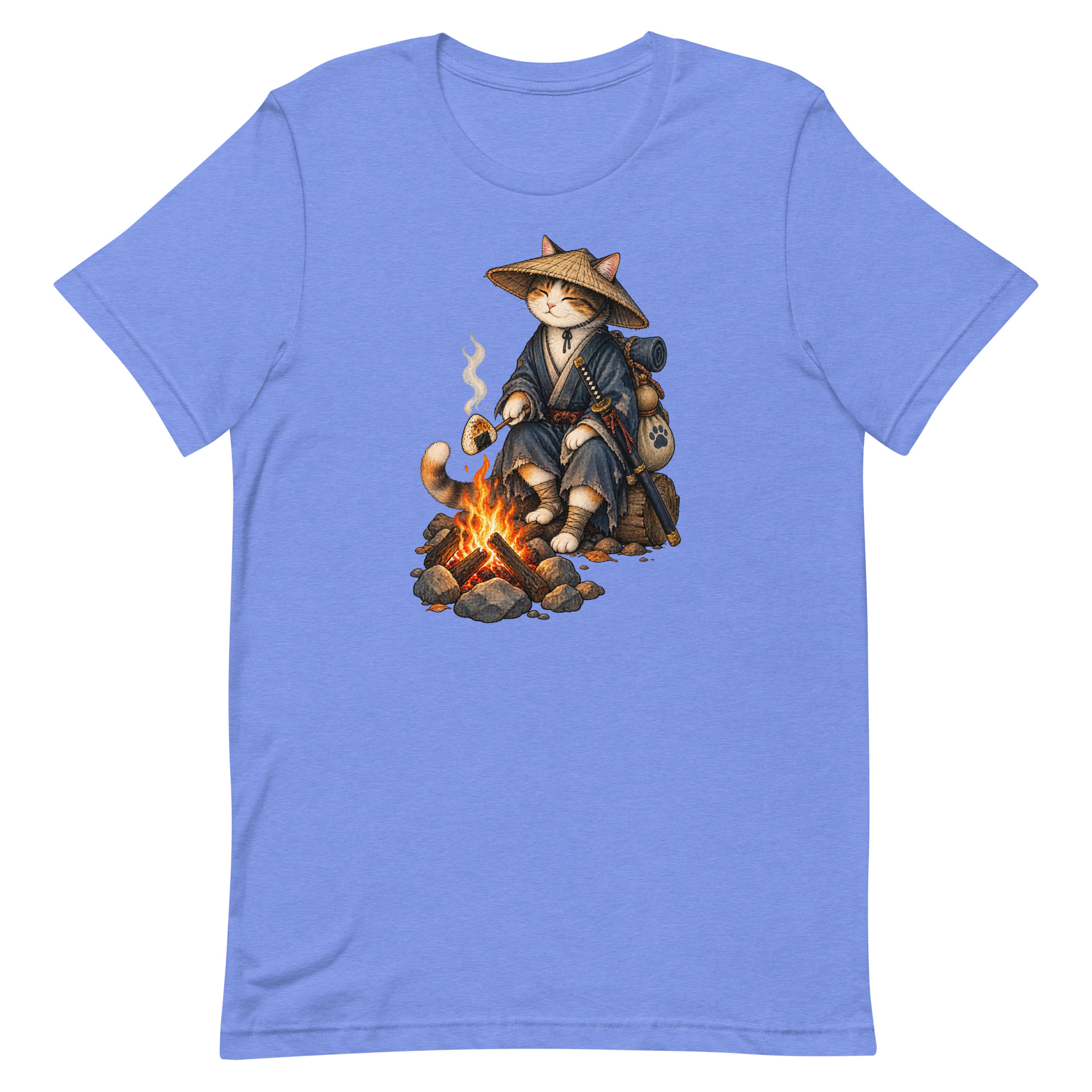 Samurai Cat Onigiri Campfire Japanese Art, Japanese Art Tee, Mythology Gift - Image 76