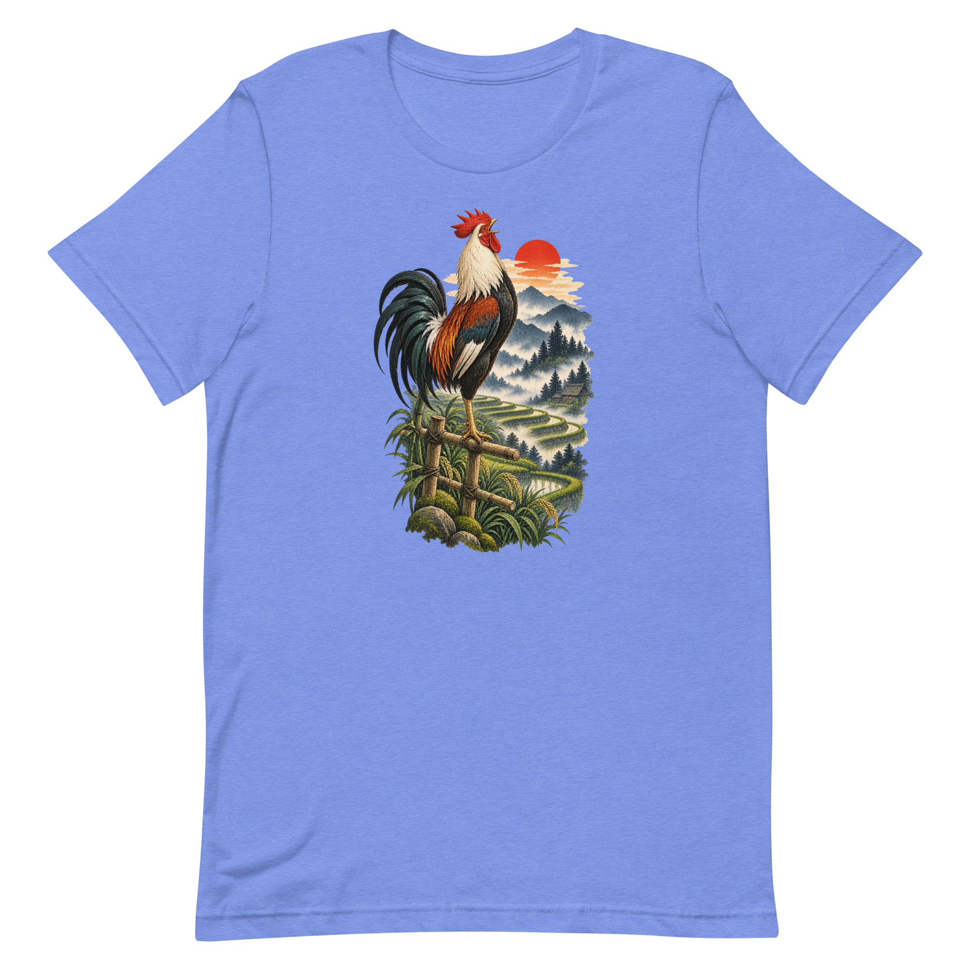 Japanese Rooster Rice Terrace Sunrise Art, Japanese Art Tee, Mythology Gift - Image 74