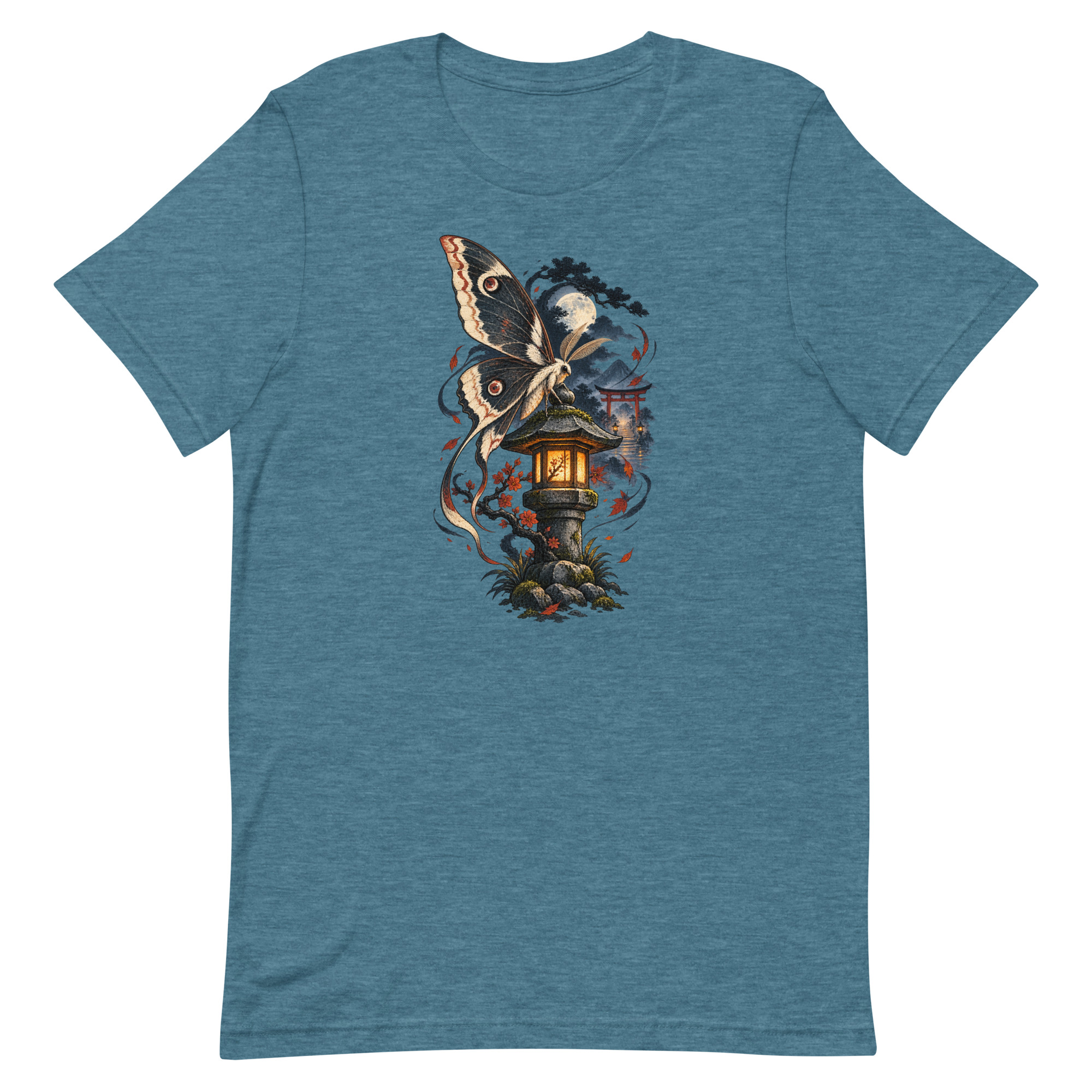 Japanese Moth Lantern Shrine Night Yokai Art T-Shirt - Image 17