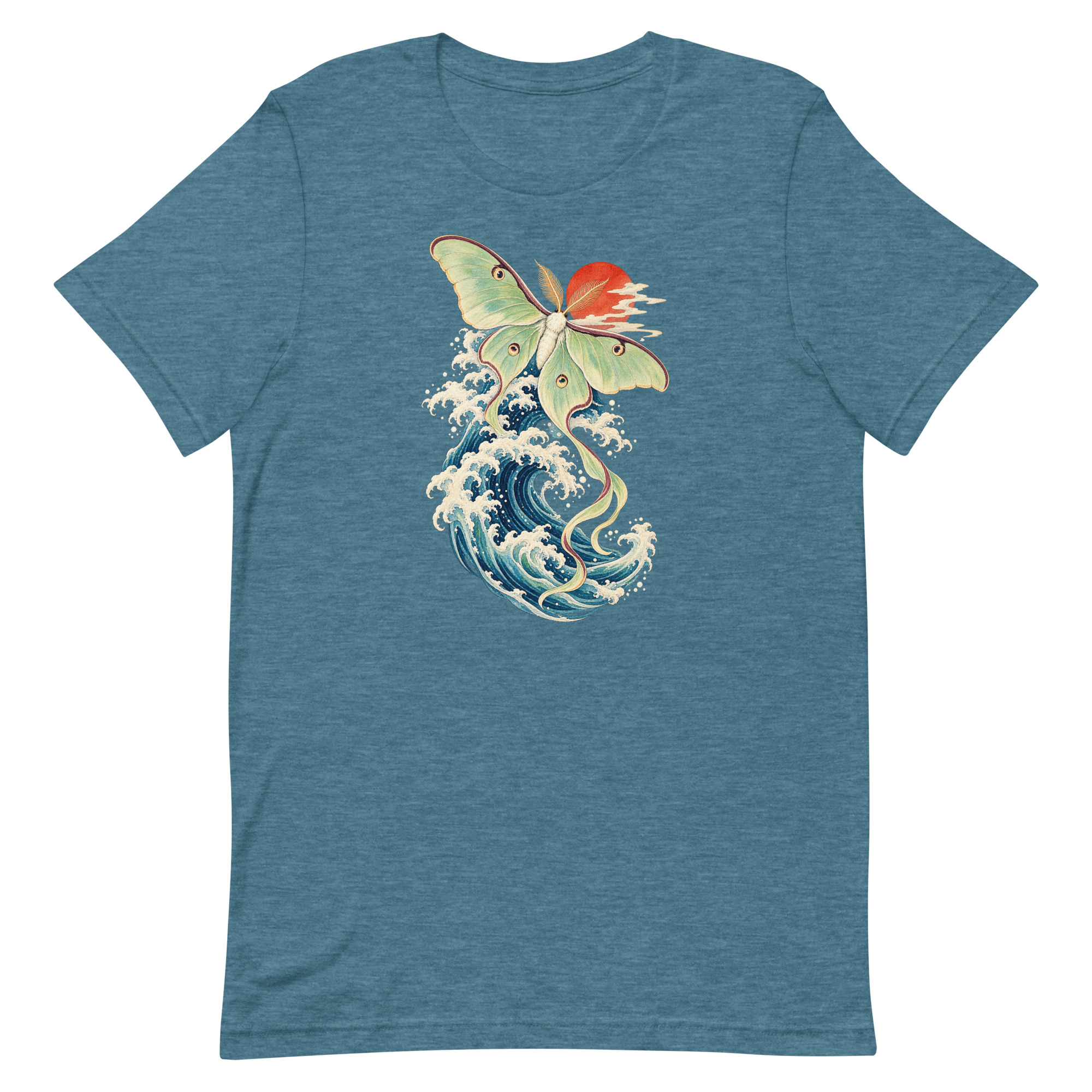 Luna Moth Great Wave Japanese Ukiyo-e Art T-Shirt - Image 17