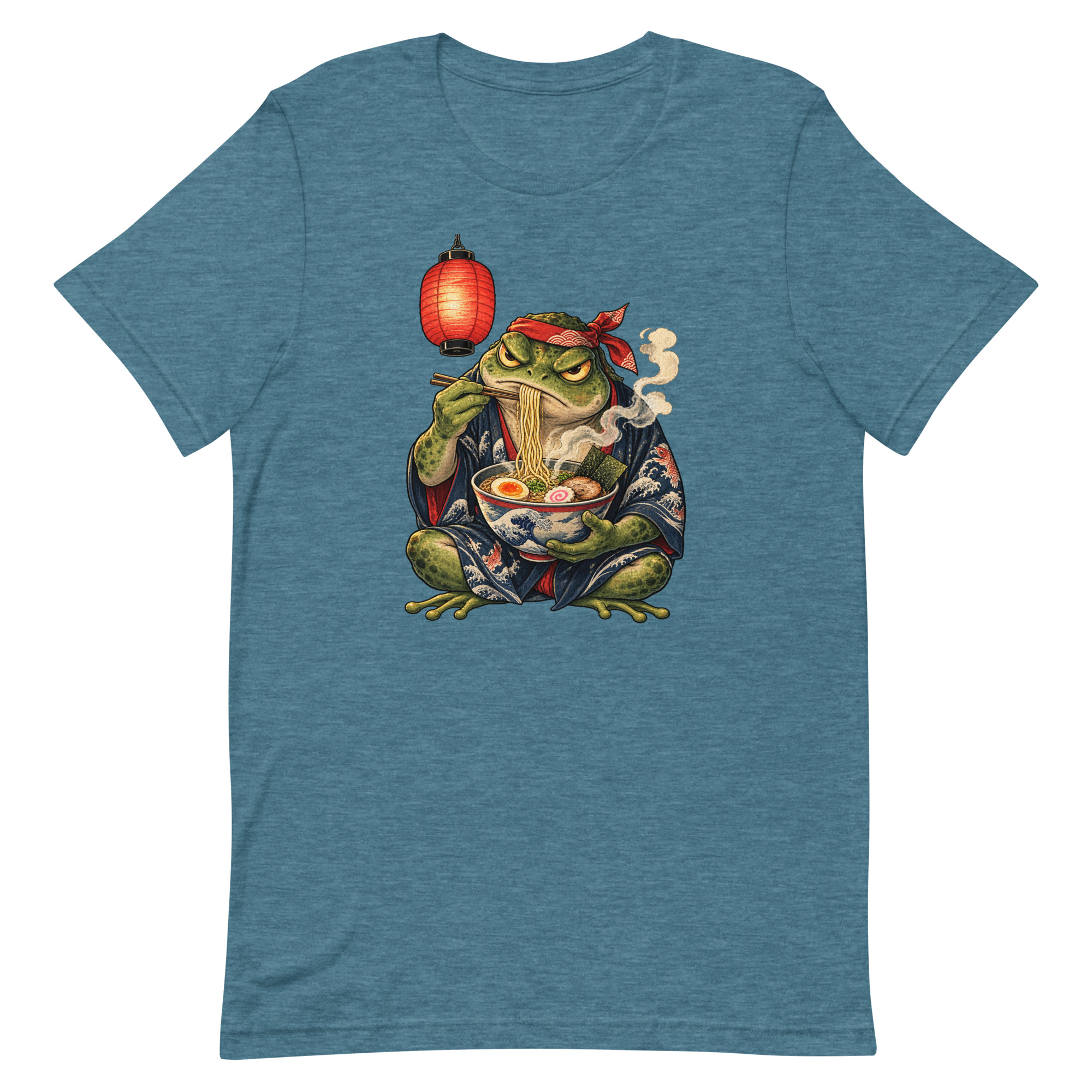 Grumpy Frog Ramen Lantern Japanese Ink Art T-Shirt - Image 19