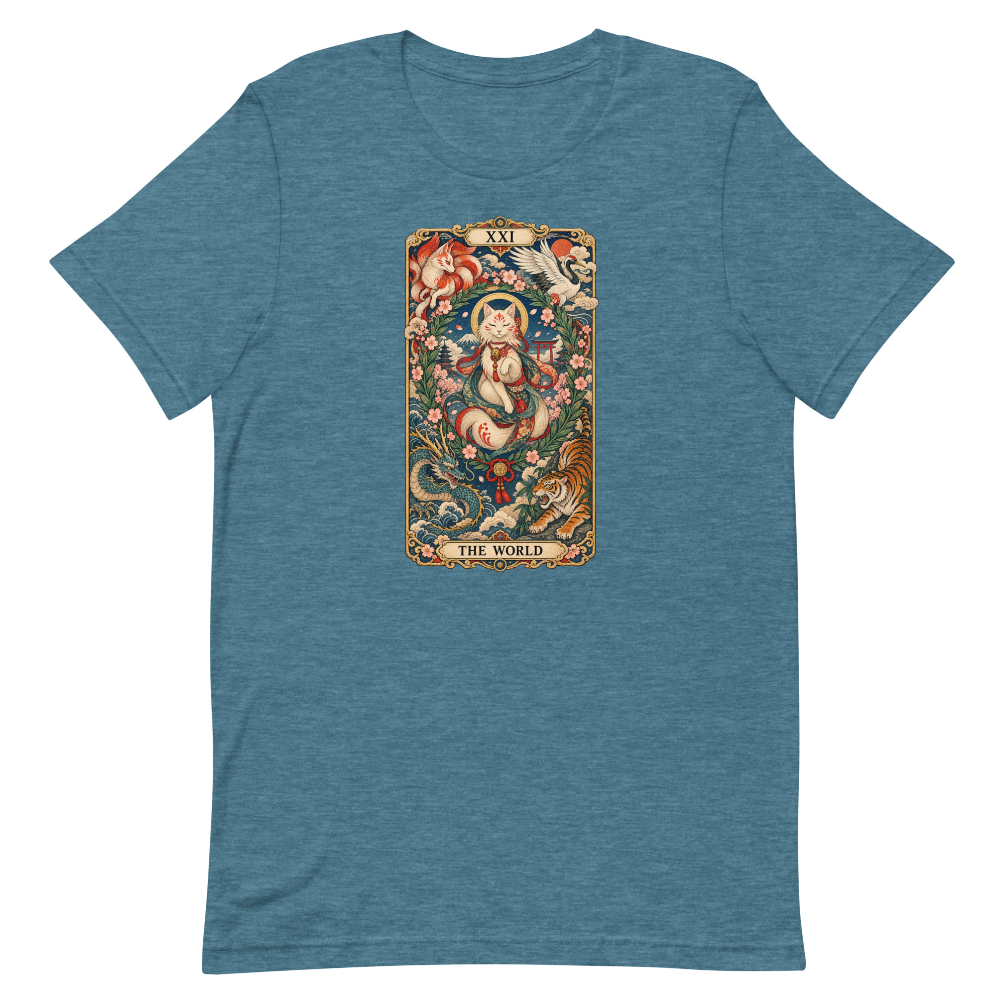 The World Shrine Cat Tarot Japanese Art T-Shirt - Image 17