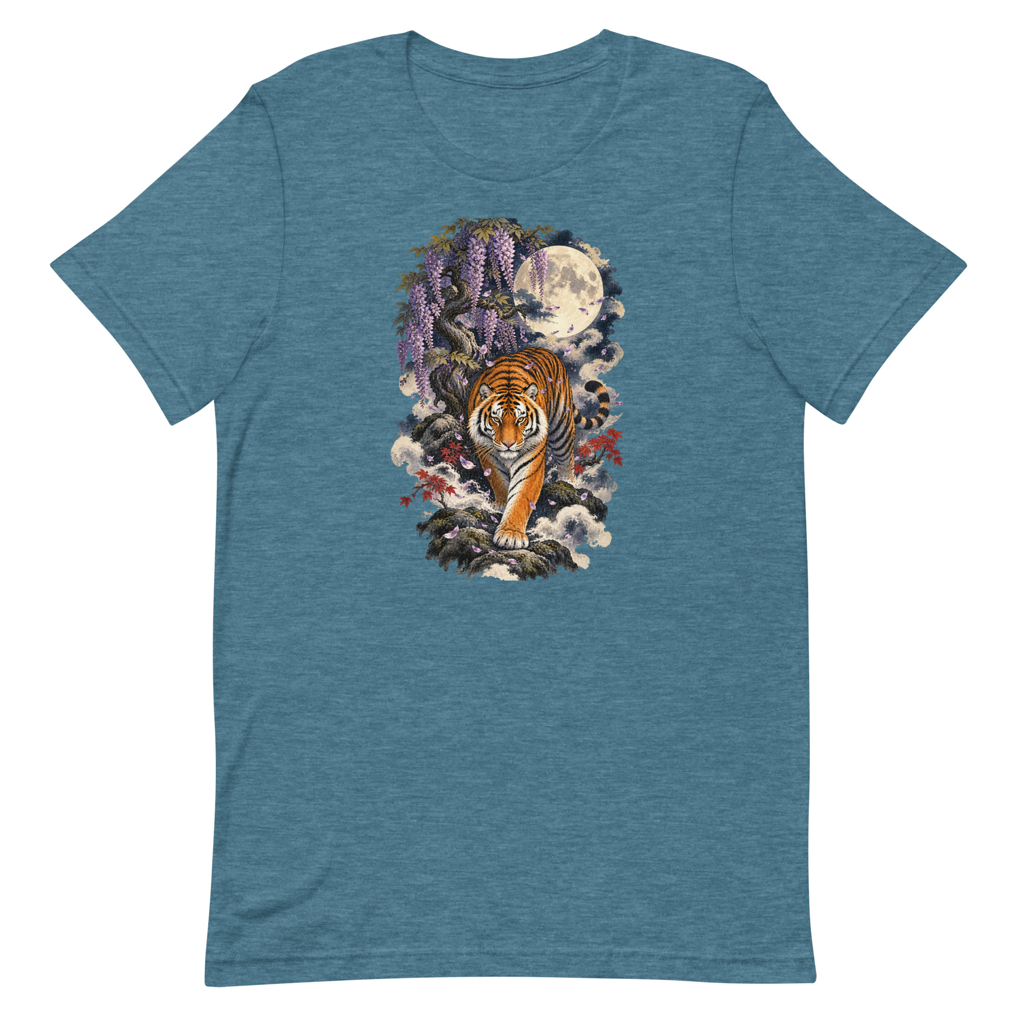 Japanese Tiger Wisteria Full Moon Art, Japanese Art Tee, Mythology Gift - Image 17