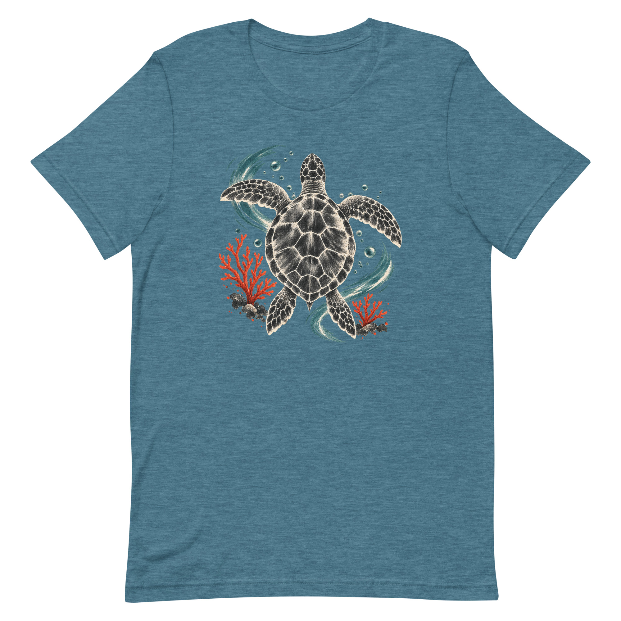 Gyotaku Sea Turtle Coral Japanese Print Art, Japanese Art Tee, Mythology Gift - Image 19
