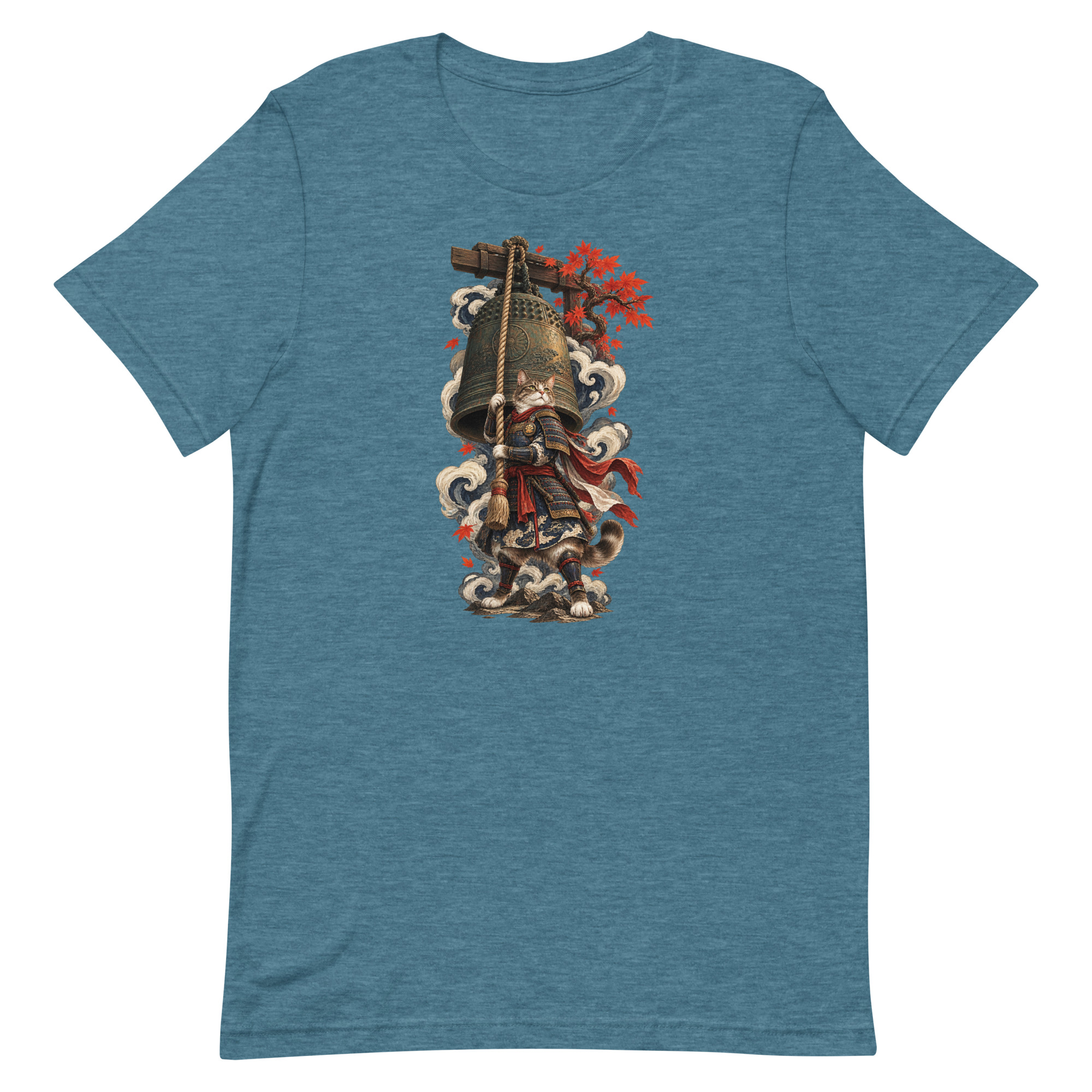 Samurai Cat Temple Bell Guardian Japanese Art, Japanese Art Tee, Mythology Gift - Image 19