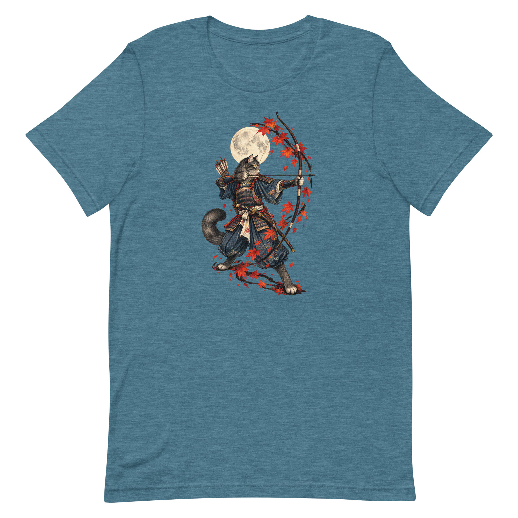 Samurai Cat Archer Maple Moon Japanese Art, Japanese Art Tee, Mythology Gift - Image 19