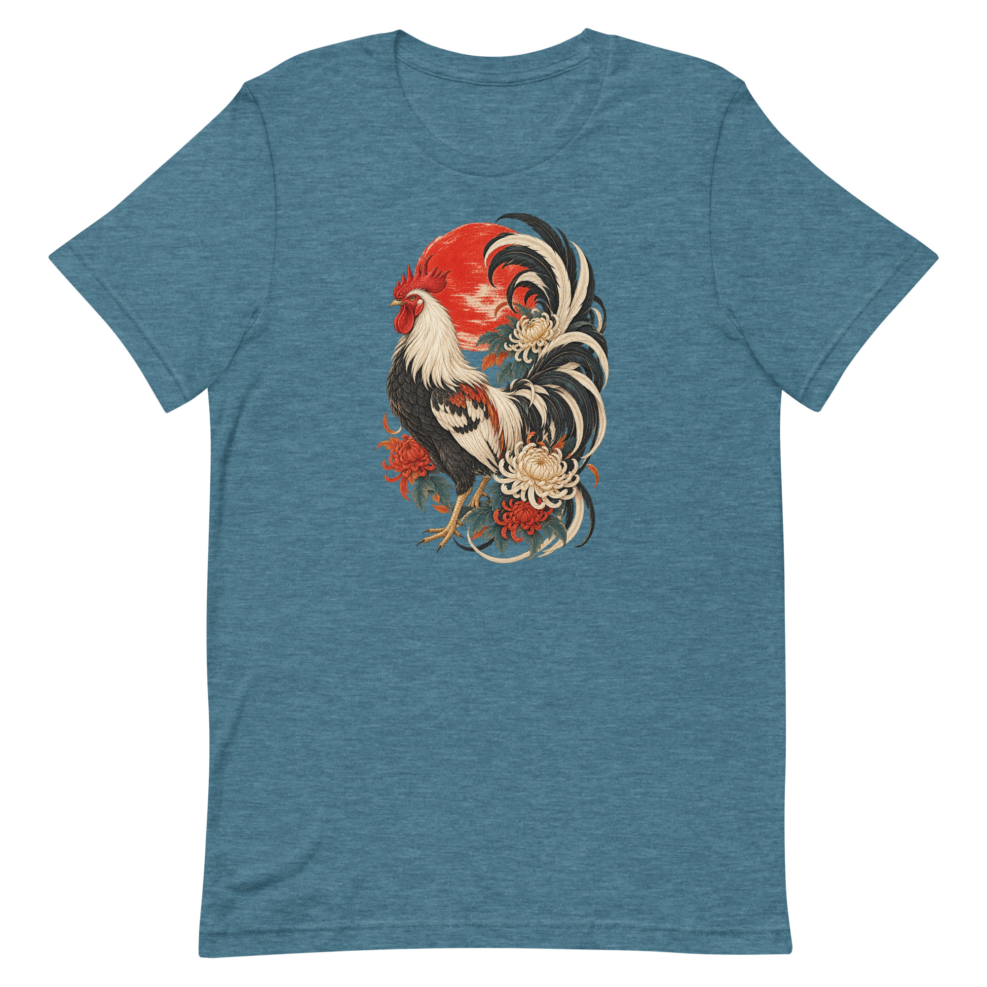 Japanese Rooster Red Sun Chrysanthemum Art, Japanese Art Tee, Mythology Gift - Image 17