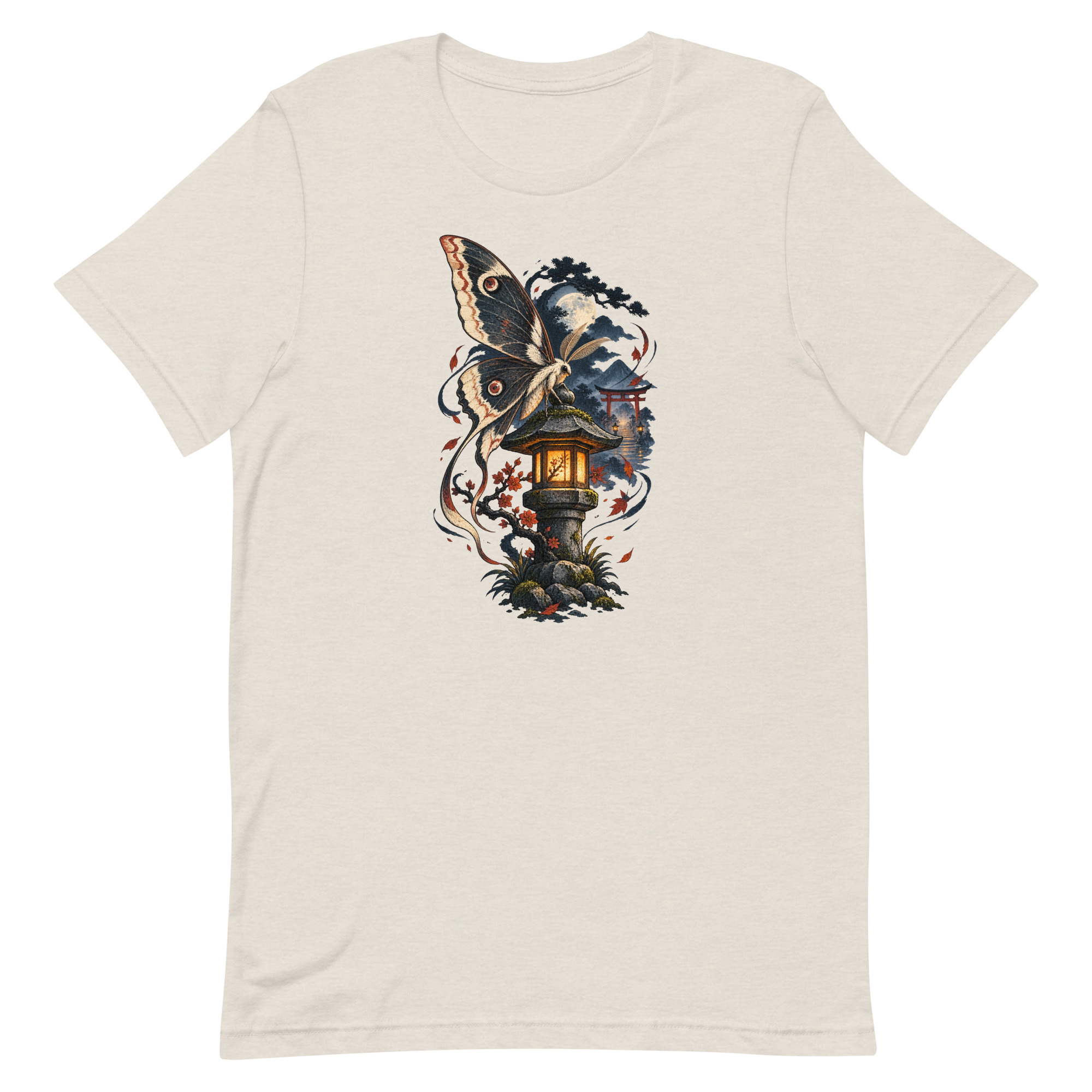 Japanese Moth Lantern Shrine Night Yokai Art T-Shirt - Image 18