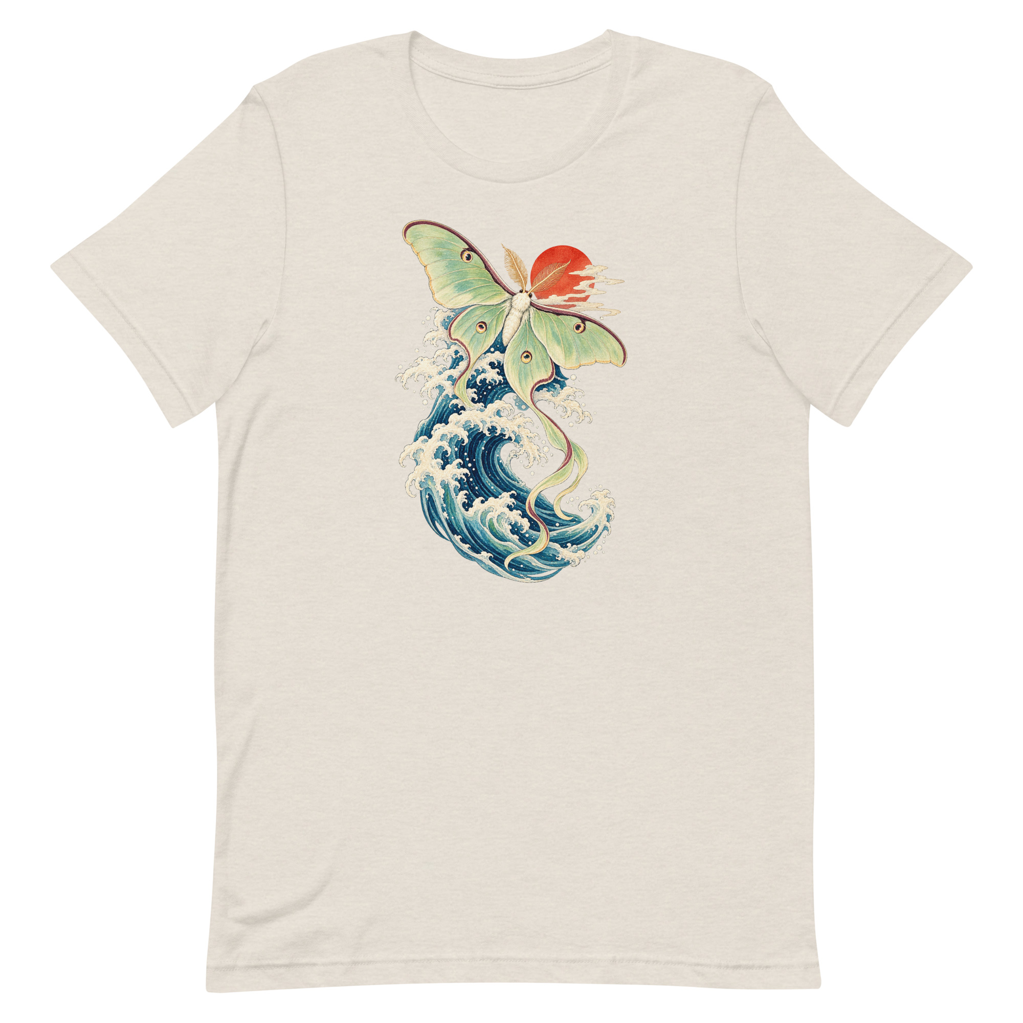 Luna Moth Great Wave Japanese Ukiyo-e Art T-Shirt - Image 18