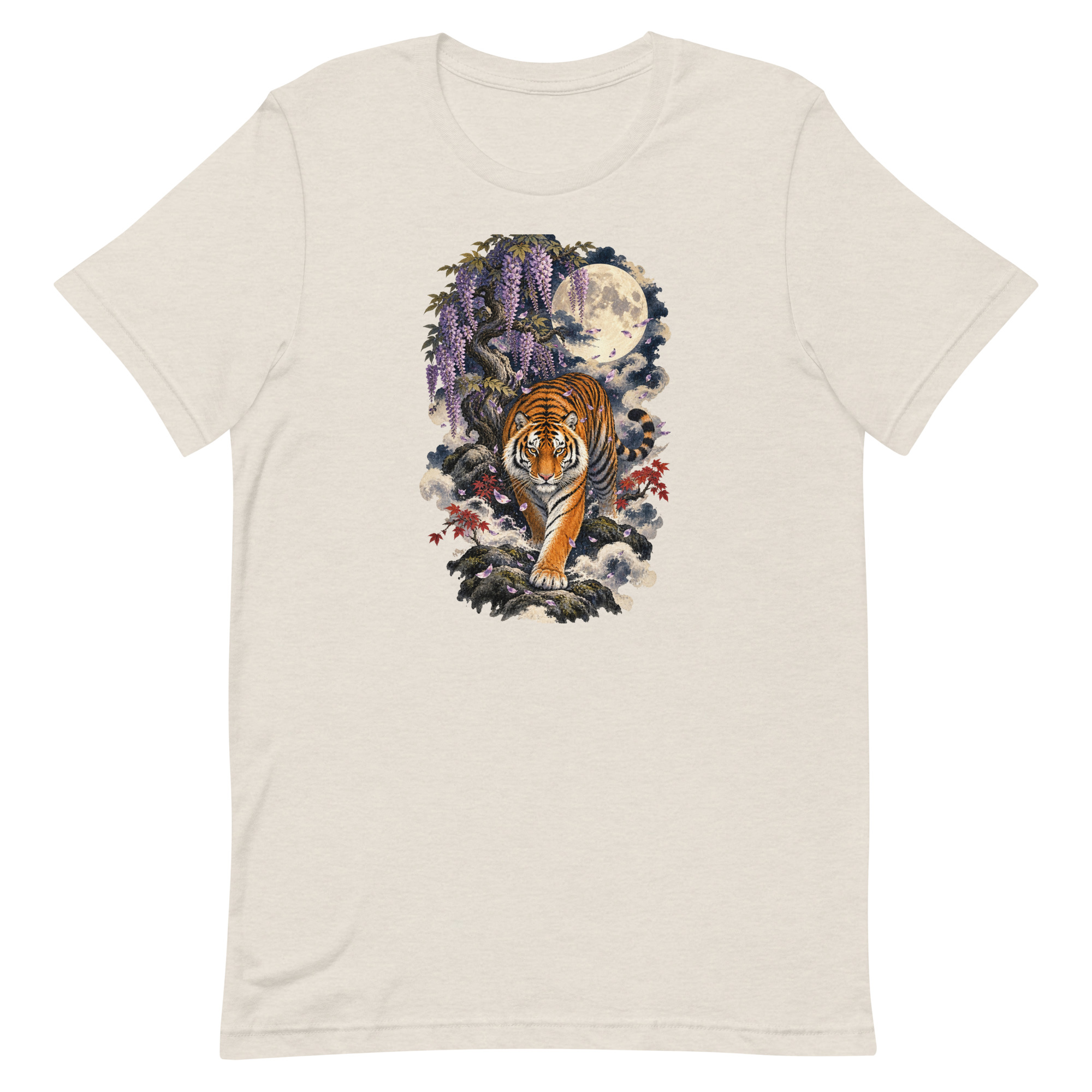 Japanese Tiger Wisteria Full Moon Art, Japanese Art Tee, Mythology Gift - Image 18