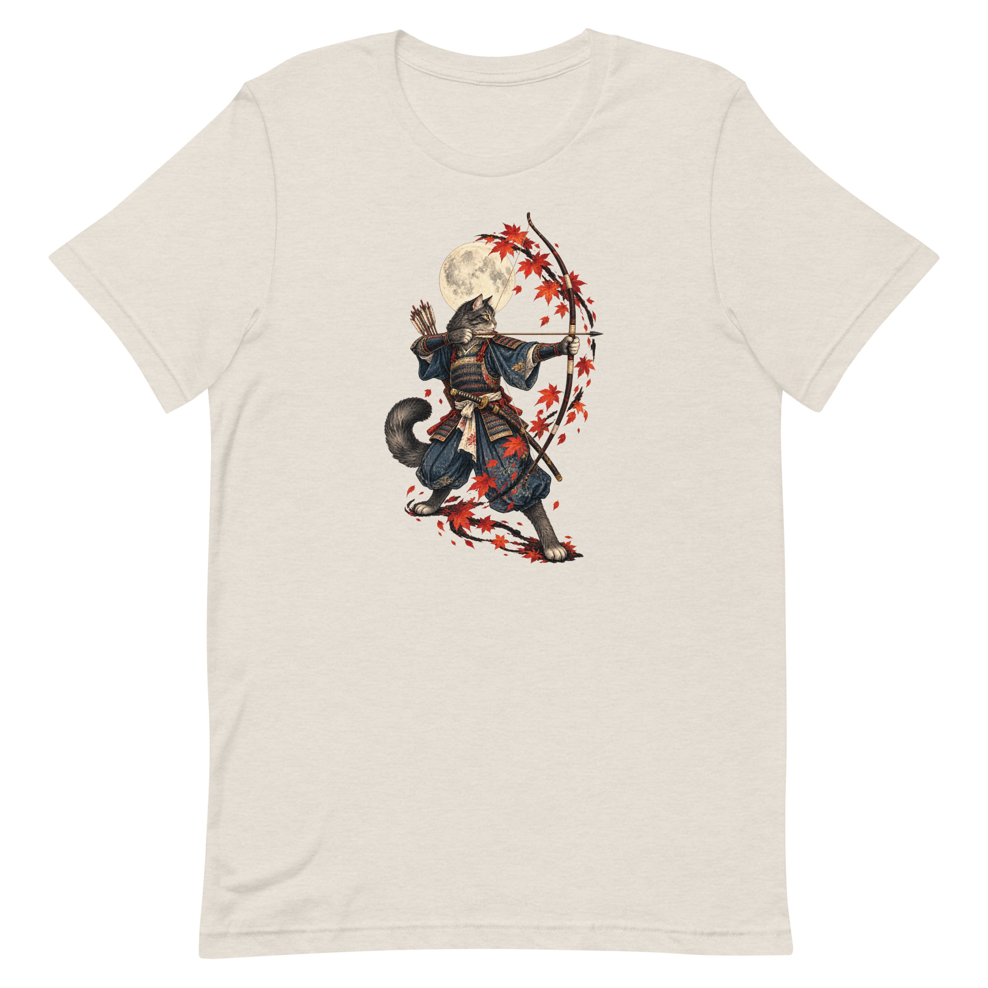 Samurai Cat Archer Maple Moon Japanese Art, Japanese Art Tee, Mythology Gift - Image 20