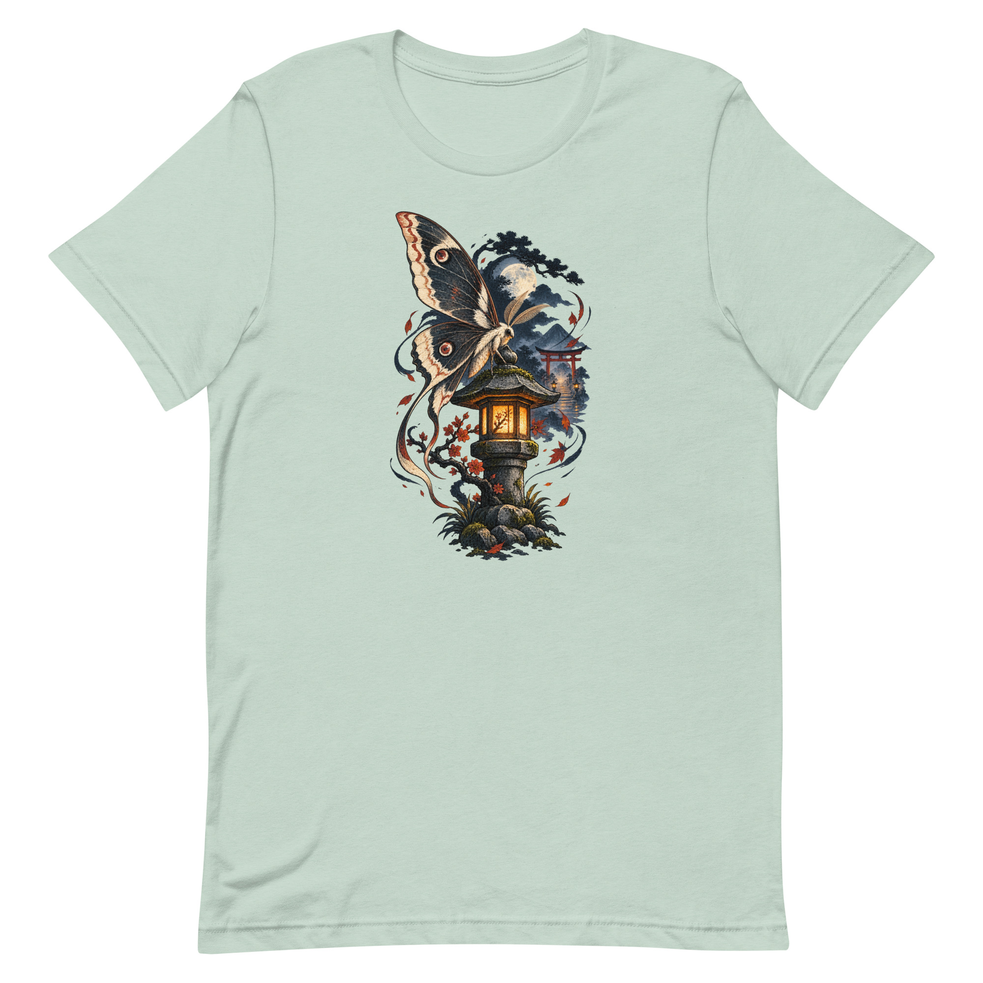 Japanese Moth Lantern Shrine Night Yokai Art T-Shirt - Image 19