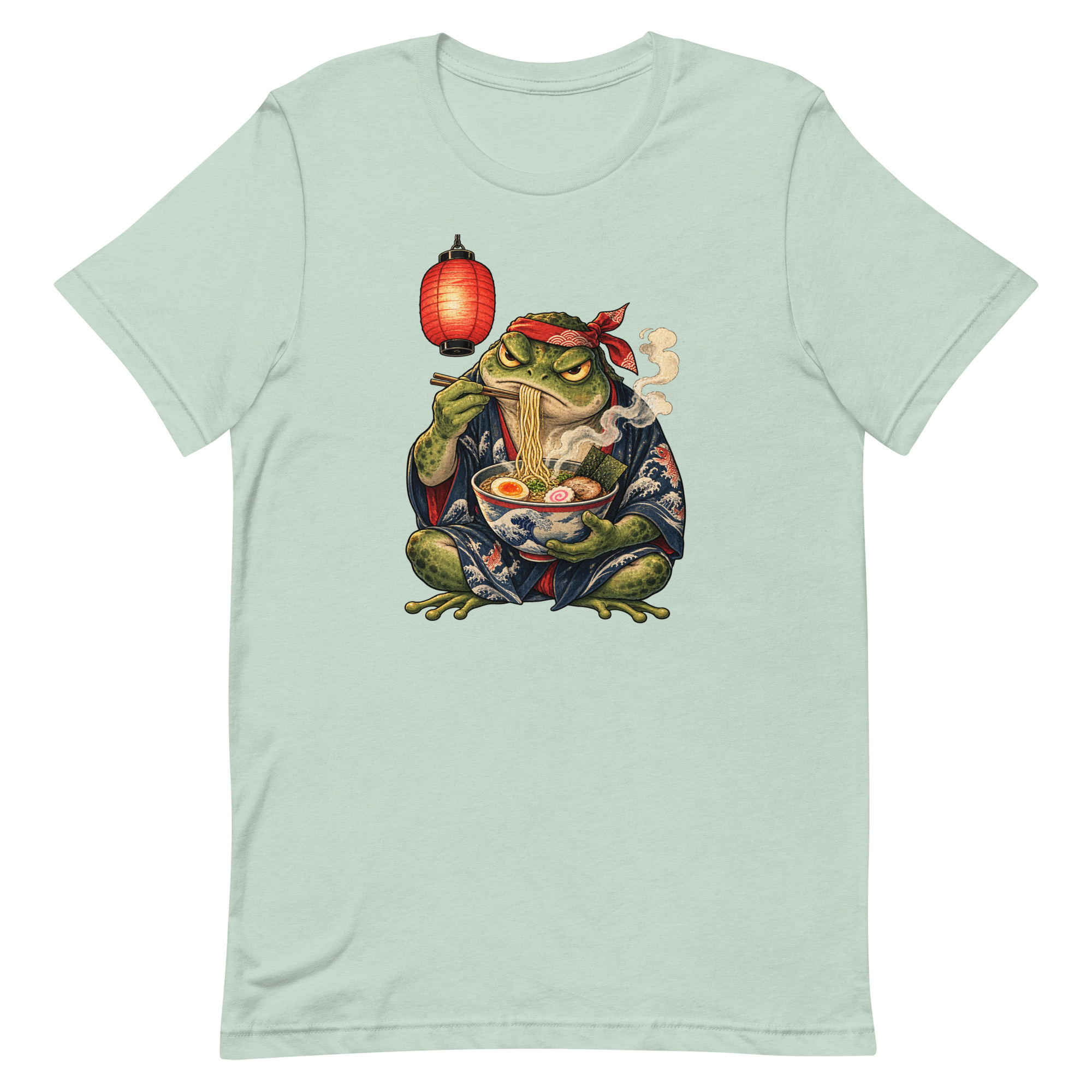 Grumpy Frog Ramen Lantern Japanese Ink Art T-Shirt - Image 21