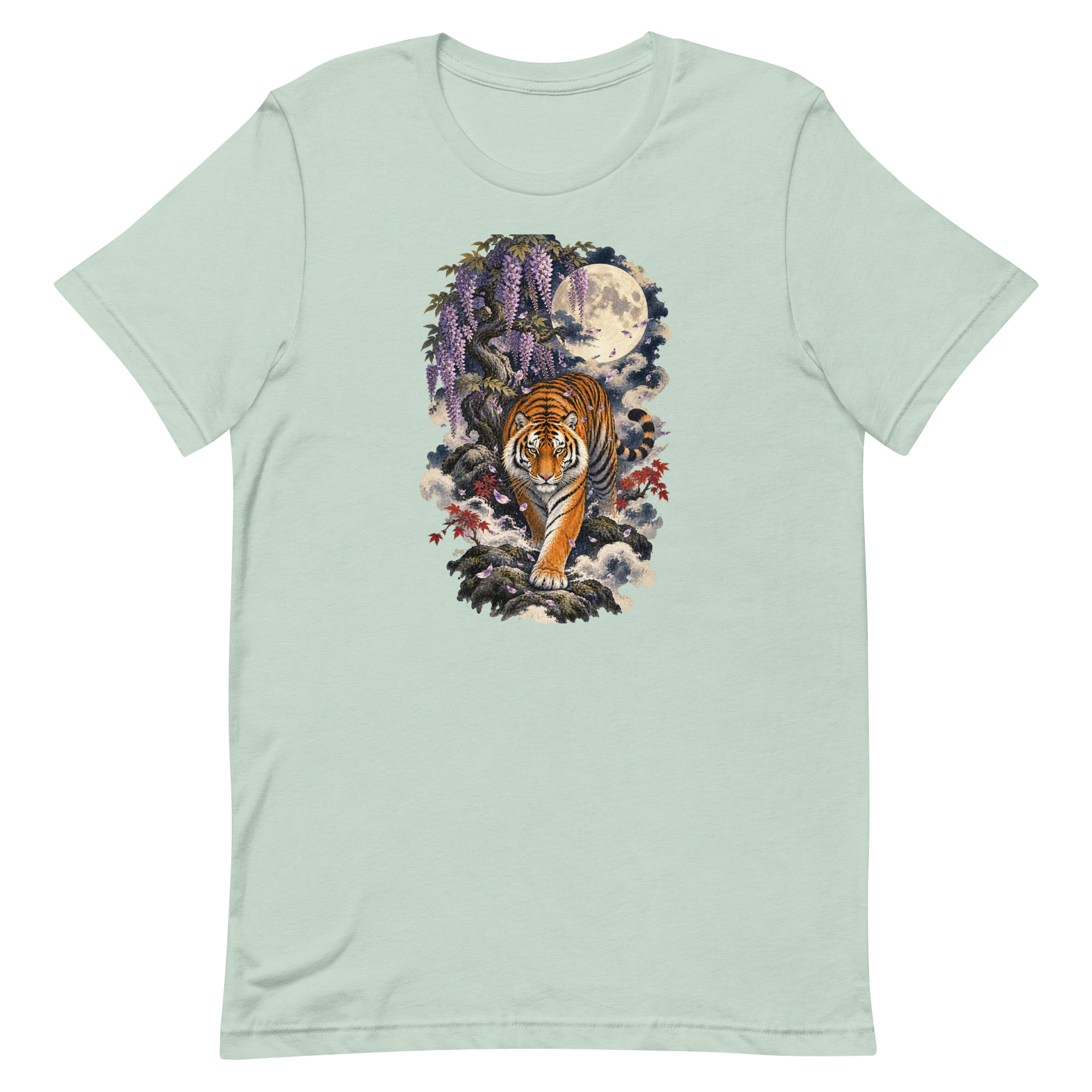 Japanese Tiger Wisteria Full Moon Art, Japanese Art Tee, Mythology Gift - Image 19