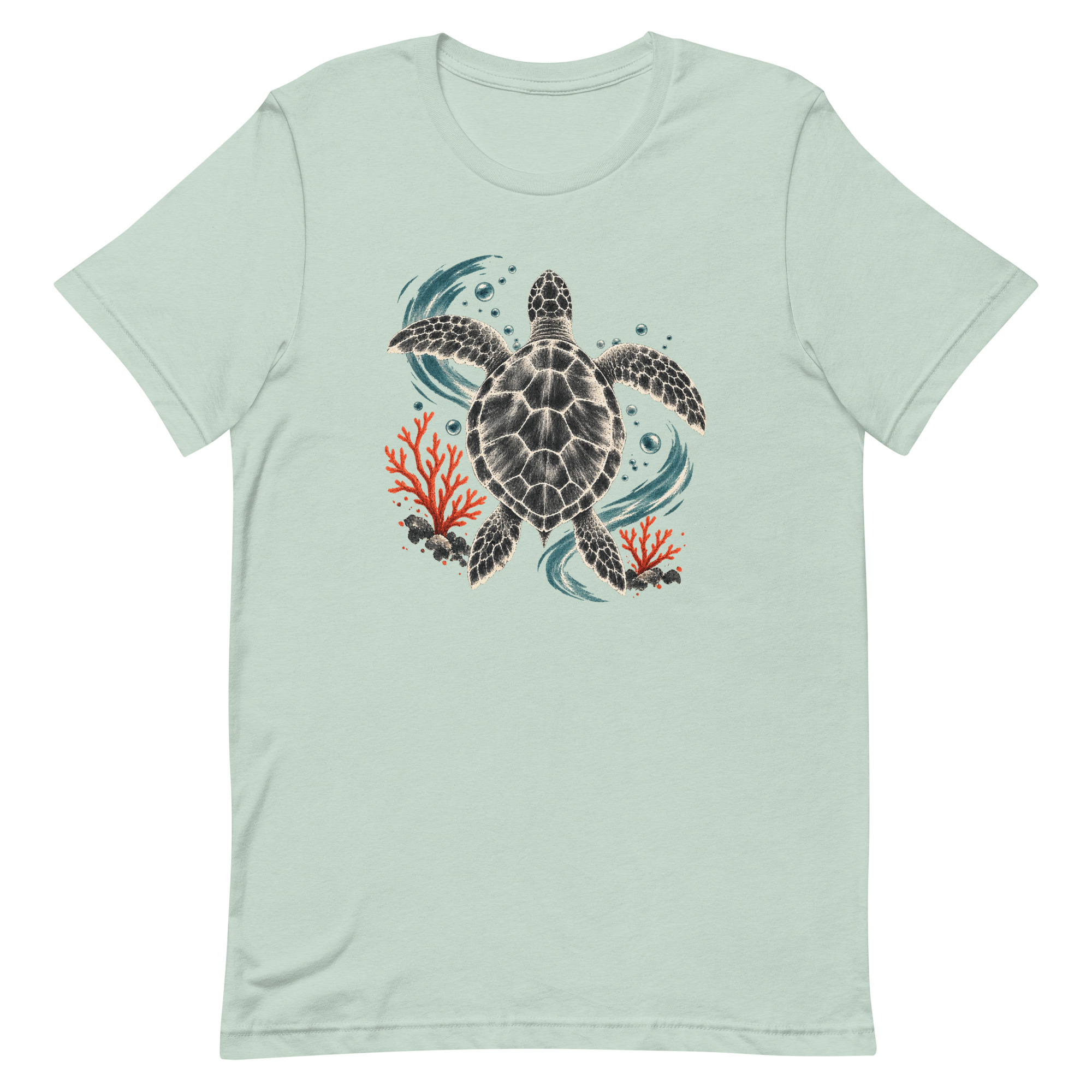 Gyotaku Sea Turtle Coral Japanese Print Art, Japanese Art Tee, Mythology Gift - Image 21