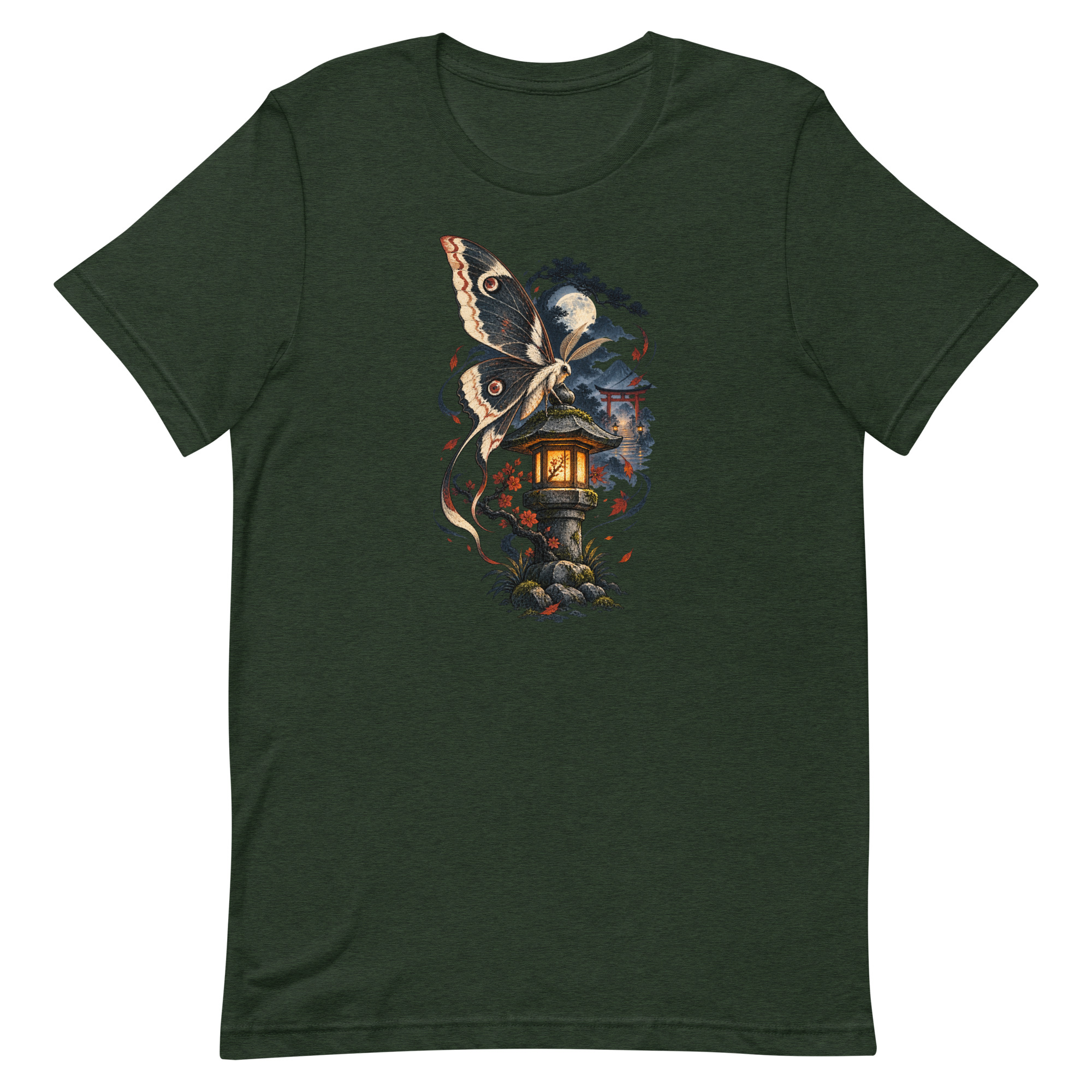 Japanese Moth Lantern Shrine Night Yokai Art T-Shirt - Image 89