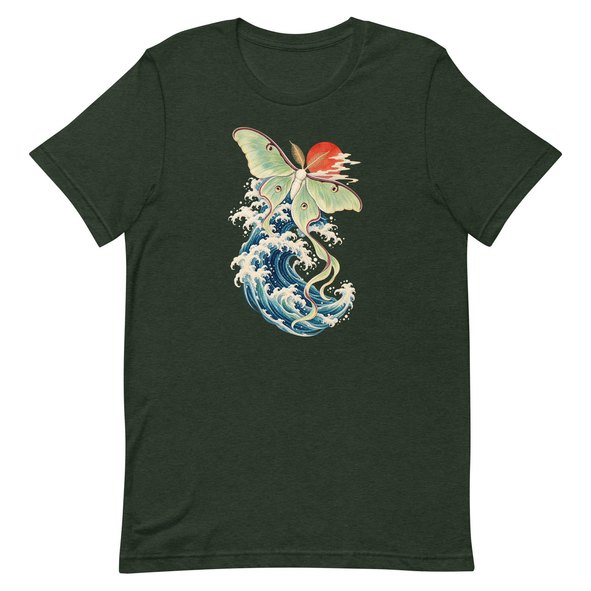 Luna Moth Great Wave Japanese Ukiyo-e Art T-Shirt - Image 89