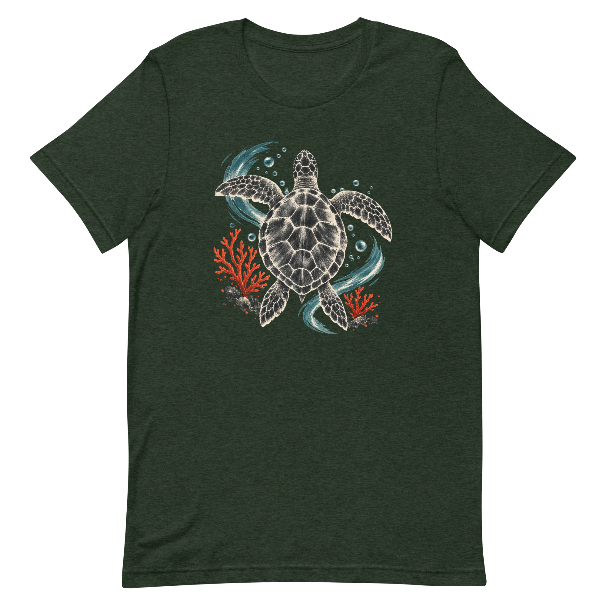 Gyotaku Sea Turtle Coral Japanese Print Art, Japanese Art Tee, Mythology Gift - Image 91