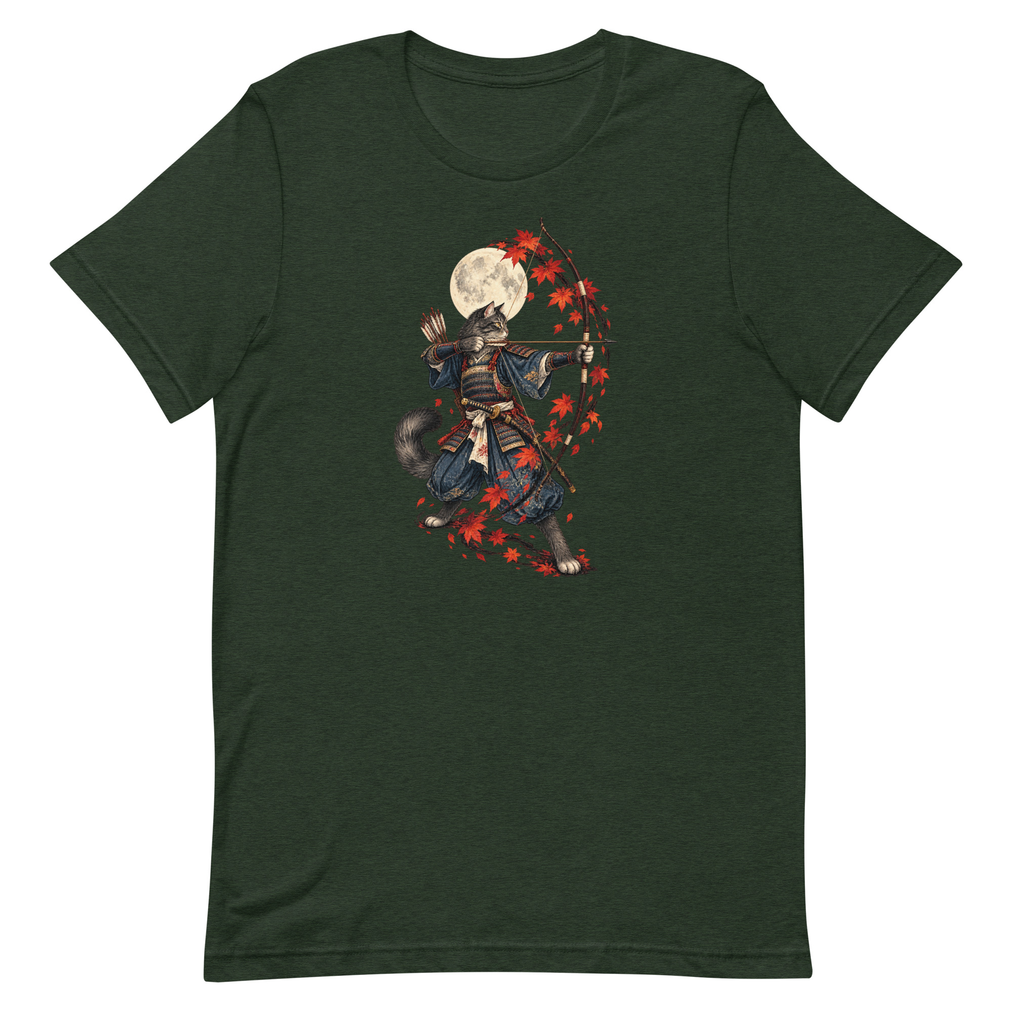 Samurai Cat Archer Maple Moon Japanese Art, Japanese Art Tee, Mythology Gift - Image 91