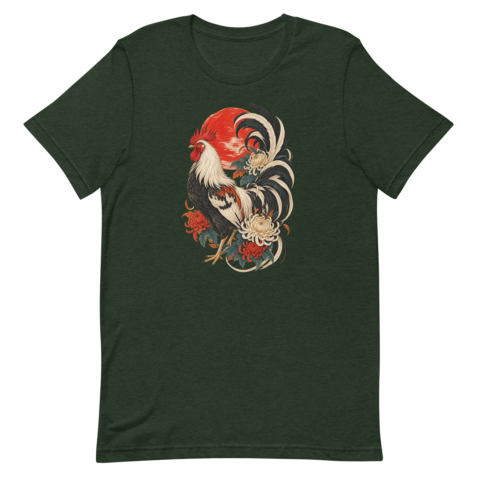 Japanese Rooster Red Sun Chrysanthemum Art, Japanese Art Tee, Mythology Gift - Image 89