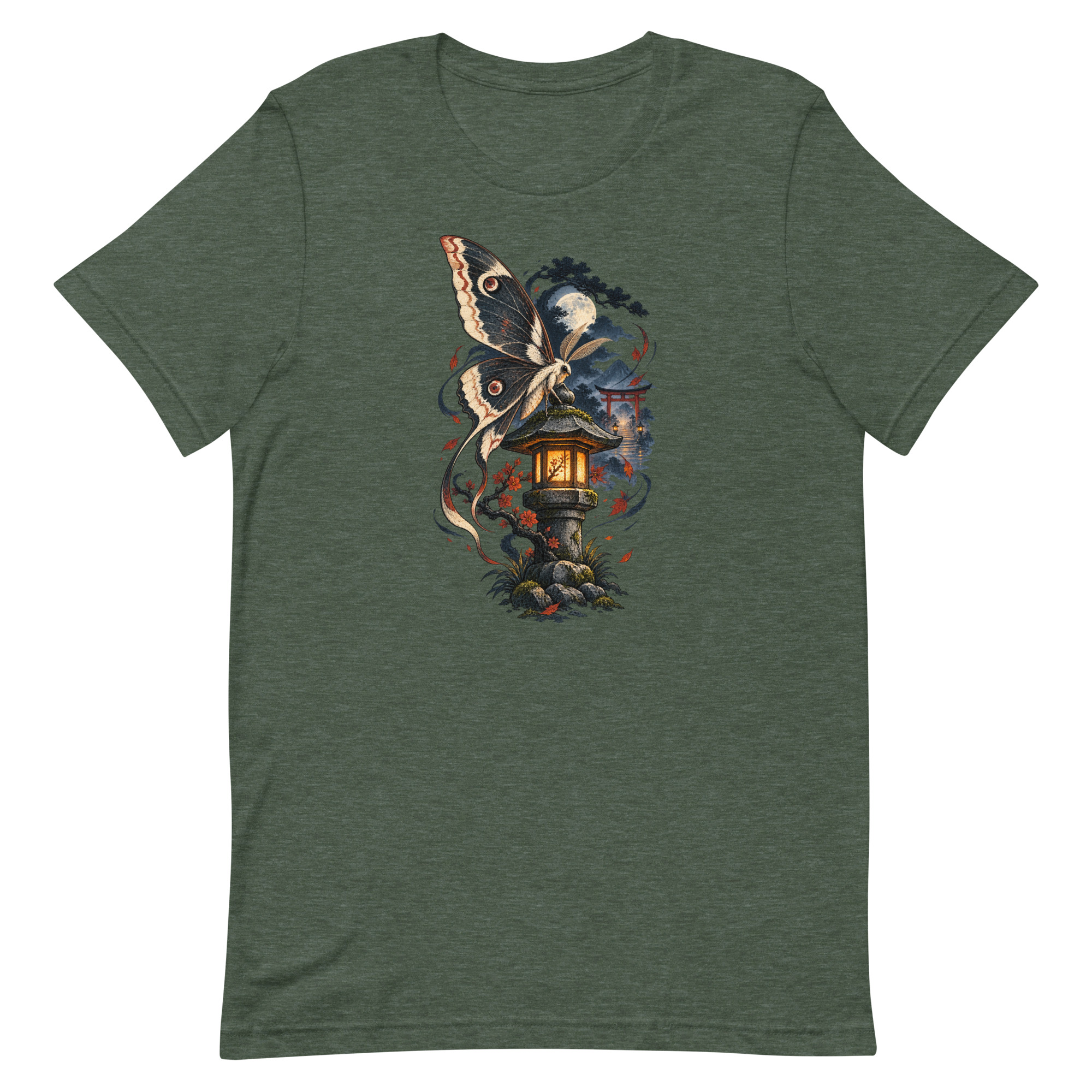 Japanese Moth Lantern Shrine Night Yokai Art T-Shirt - Image 20
