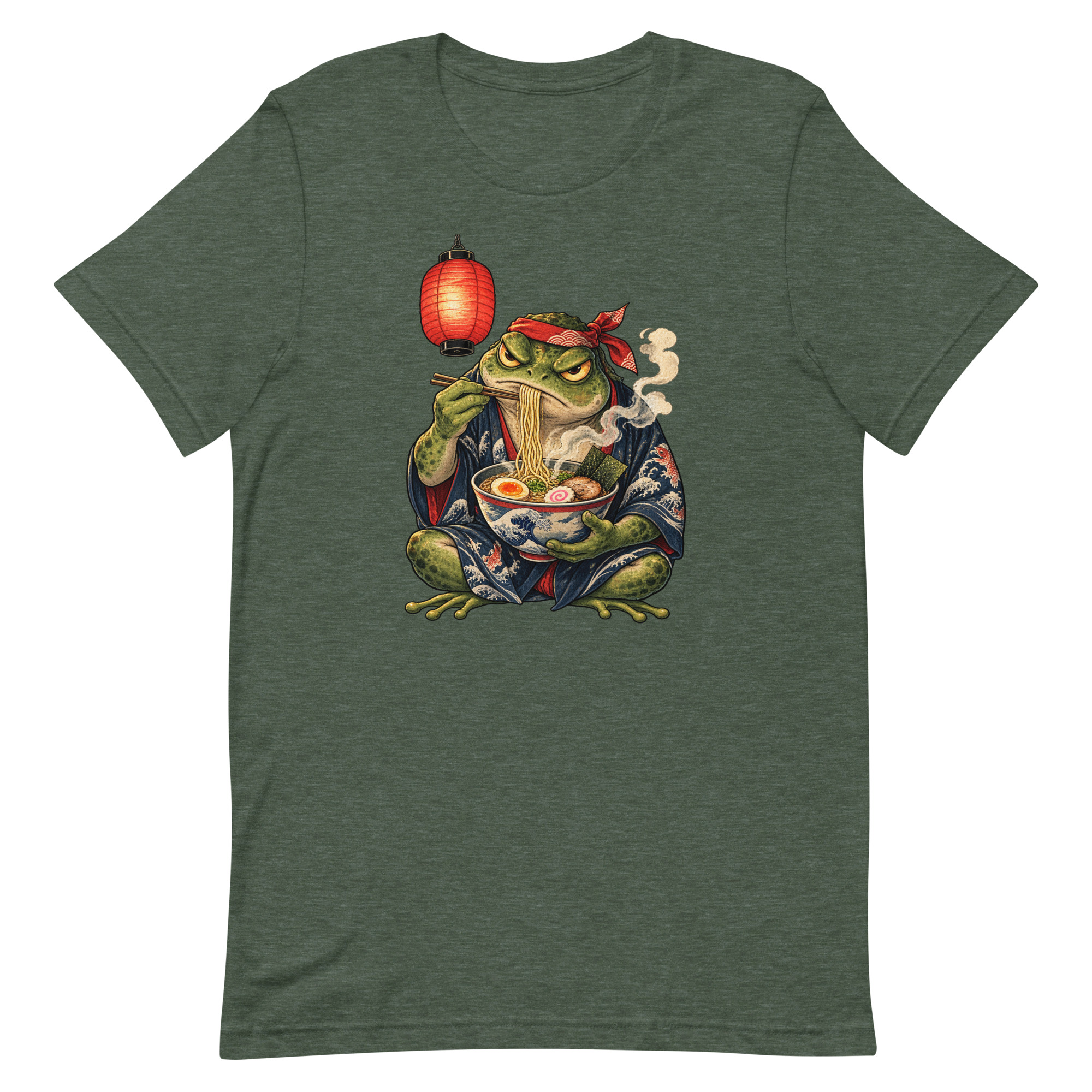 Grumpy Frog Ramen Lantern Japanese Ink Art T-Shirt - Image 22