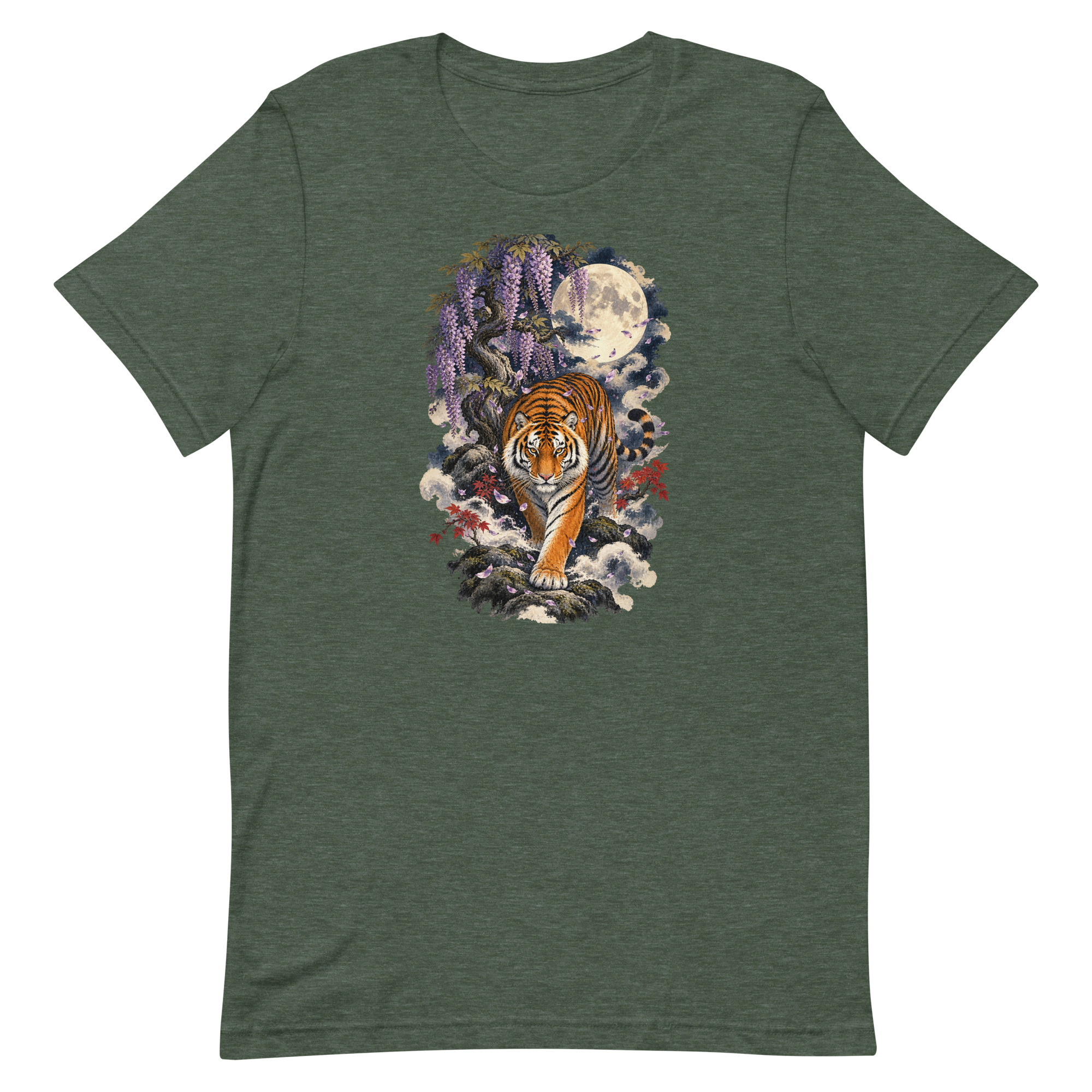 Japanese Tiger Wisteria Full Moon Art, Japanese Art Tee, Mythology Gift - Image 20