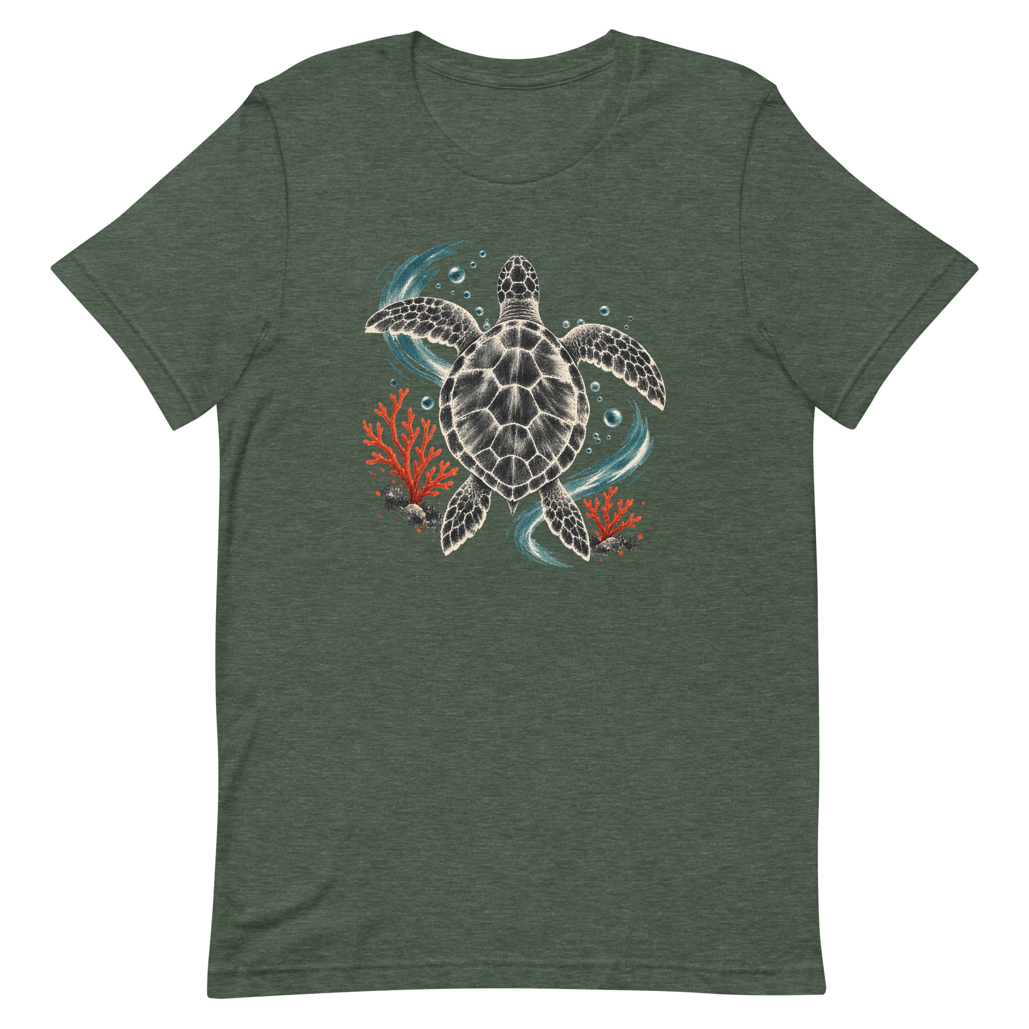 Gyotaku Sea Turtle Coral Japanese Print Art, Japanese Art Tee, Mythology Gift - Image 22