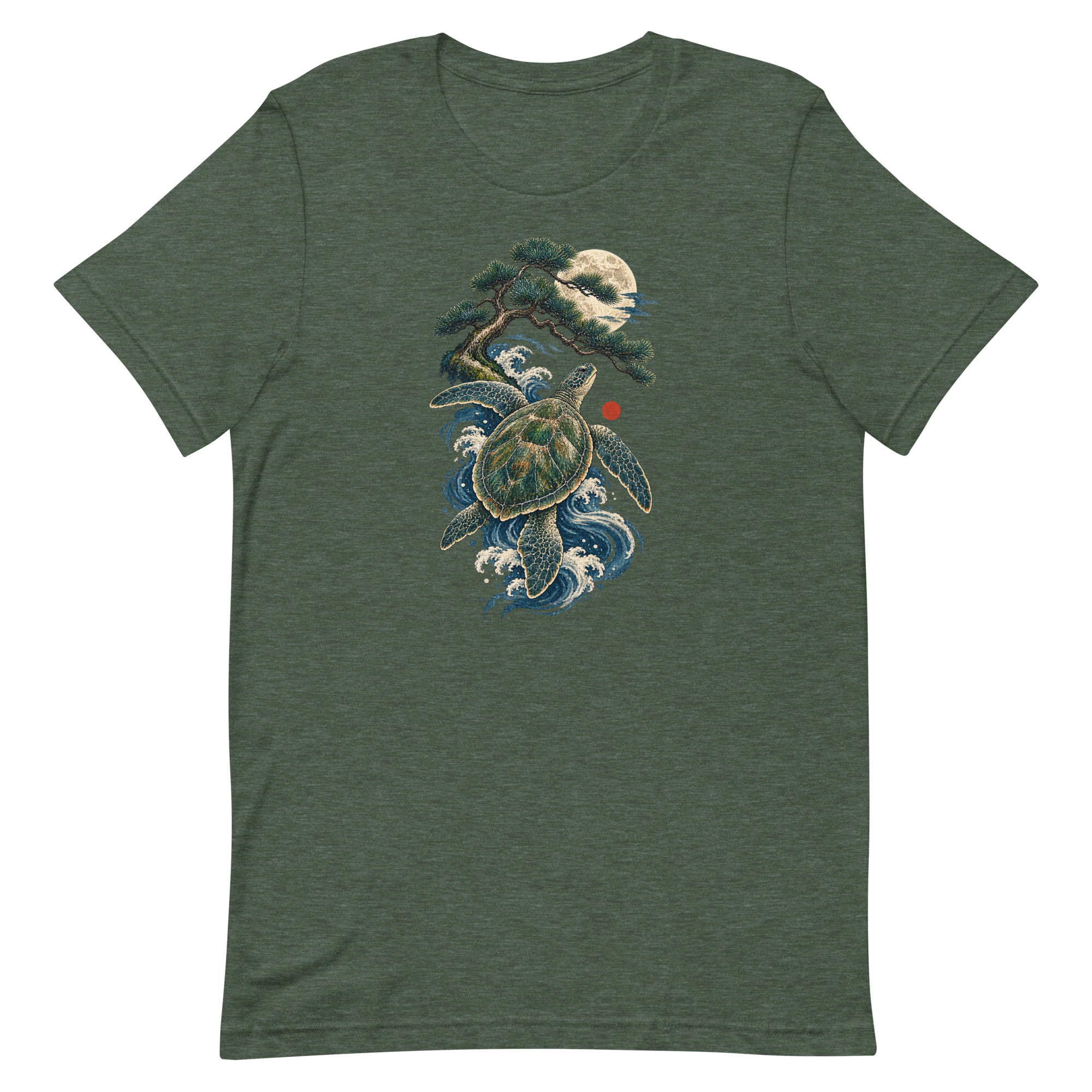 Ancient Sea Turtle Pine Moon Japanese Art, Japanese Art Tee, Mythology Gift - Image 20